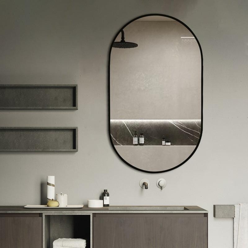 Decor Wonderland B209 39.5 x 23.6 in. Khristy Black Metal Framed Oval Wall Mirror