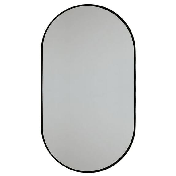 Decor Wonderland Khristy Black Metal Framed Oval Wall Bathroom Vanity Mirror 23.6 x 39.5 in.