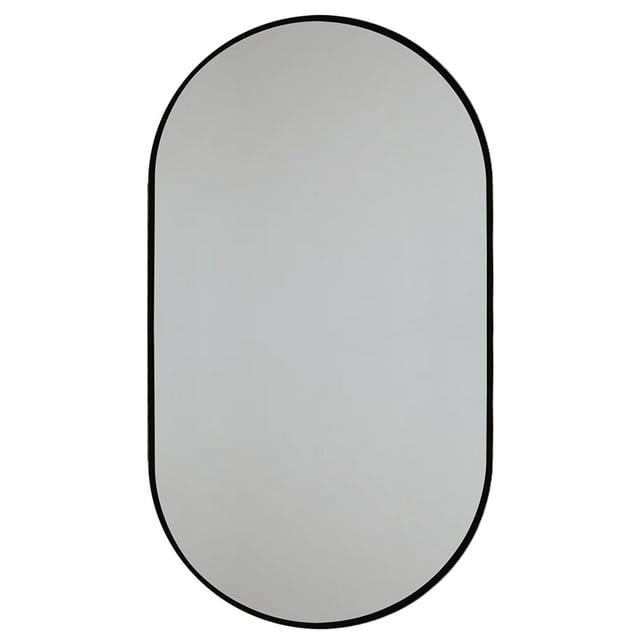 Decor Wonderland Khristy Black Metal Framed Oval Wall Bathroom Vanity Mirror 23.6 x 39.5 in.