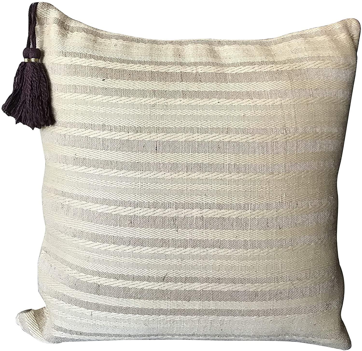DecorShore Striped Jute / Sisal Pillow Cover