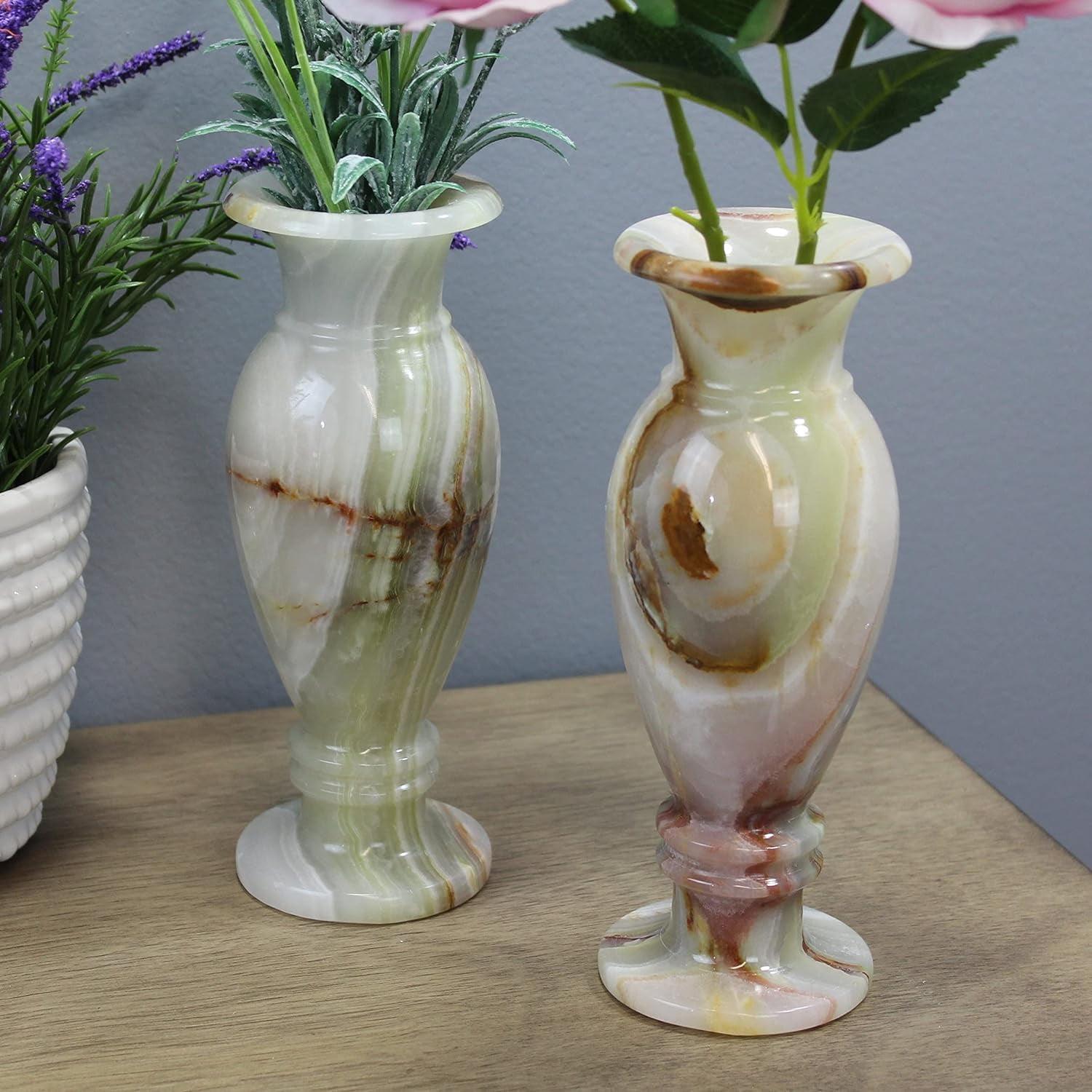 Natural Geo Handcrafted Onyx Multi-Color 8" Table Vase Set