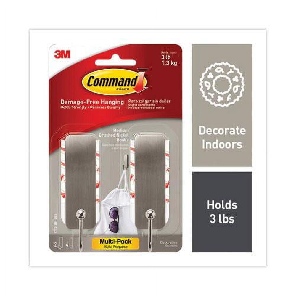 Command 2 Hooks 4 Strips Medium Sized Hooks Nickel