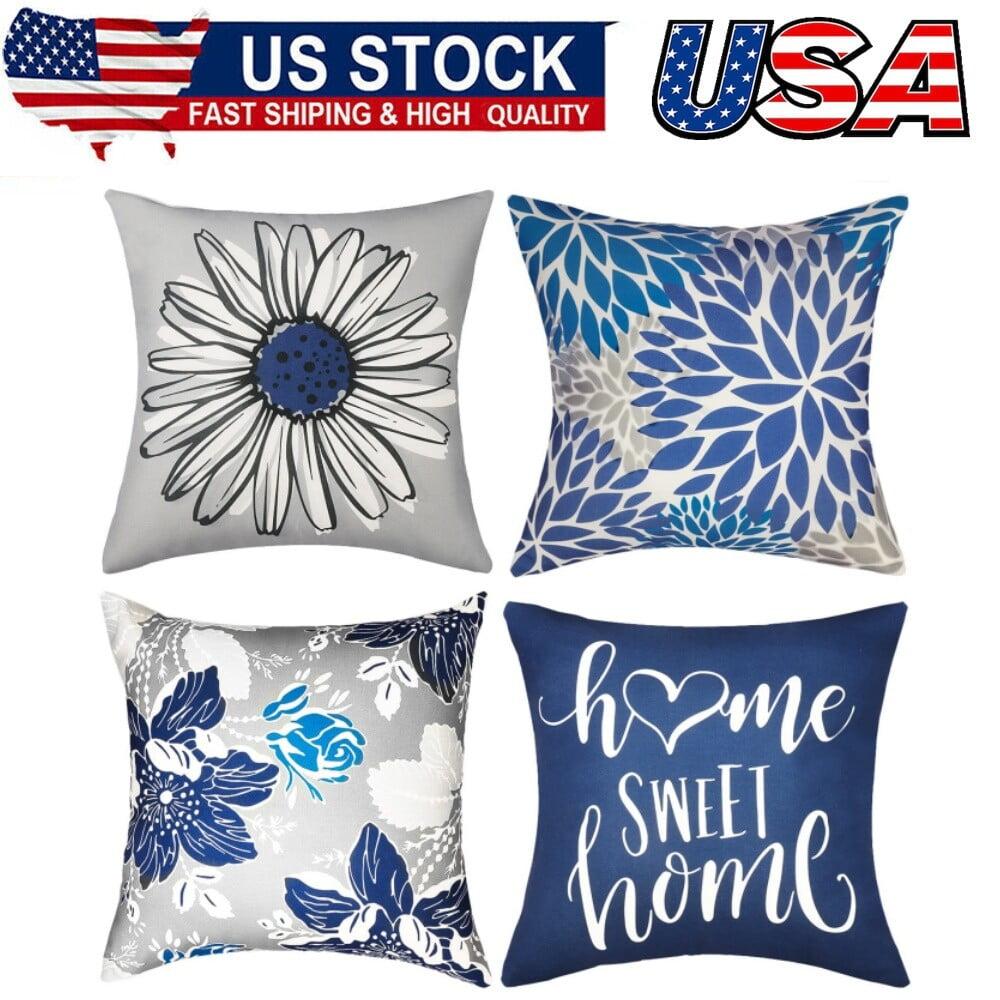 MAXAYA Decorative Throw Pillow Covers Set Of 4 Blue Pillow Covers 18X18...