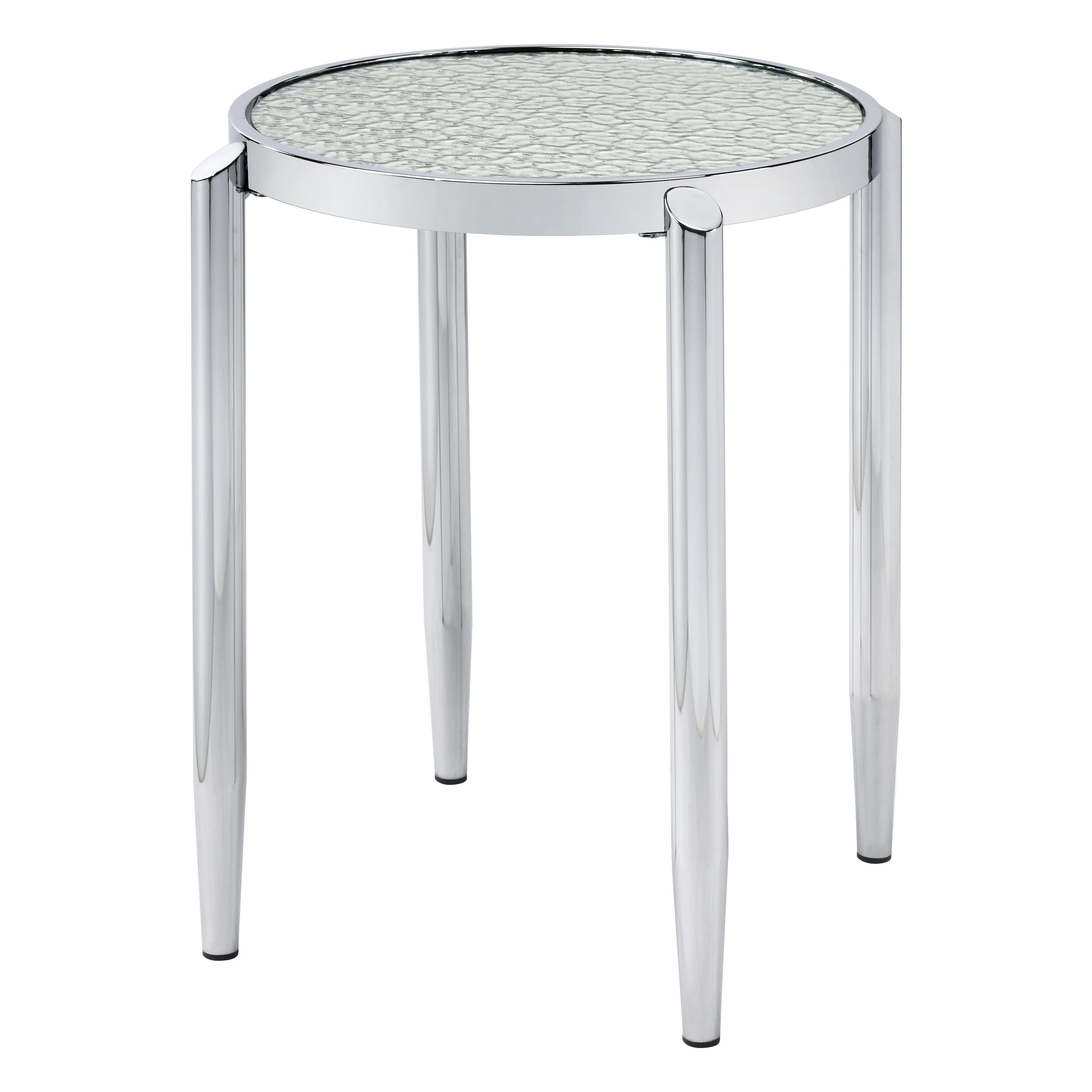 Abbe 22" Round Mirrored Glass and Chrome End Table