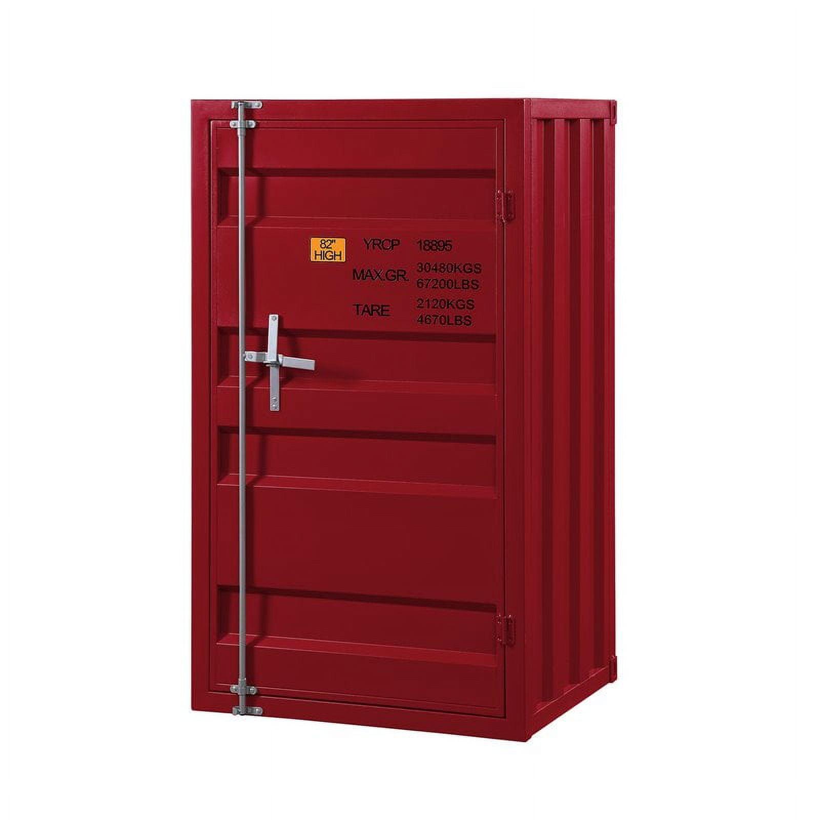 Red Metal Cargo Container Style Chest with Single Door