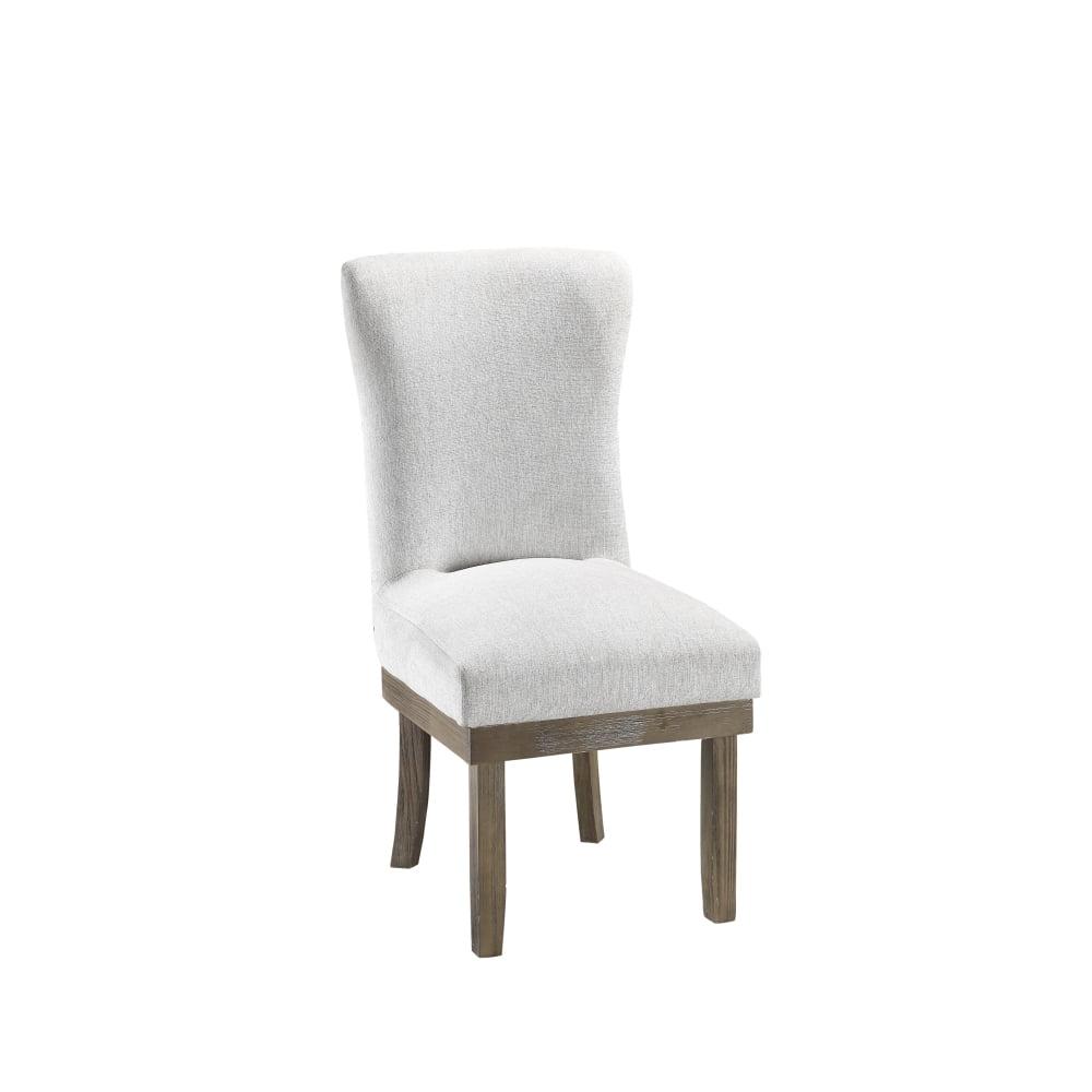 Gray Linen Upholstered High Back Side Chair with Wood Frame