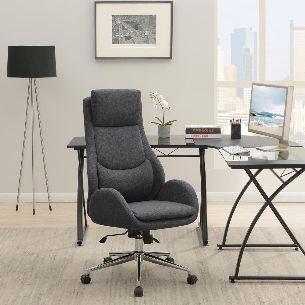 Gray Leatherette and Fabric High Back Executive Chair with Adjustable Arms
