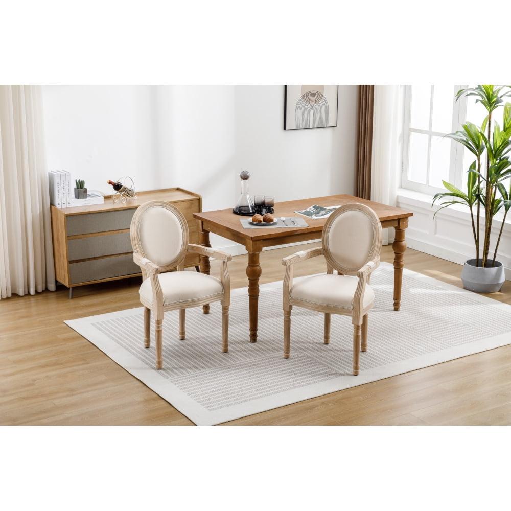 Miekor Furniture French Style Solid Wood Dining Chair,Set of 2,Cream W4US3549