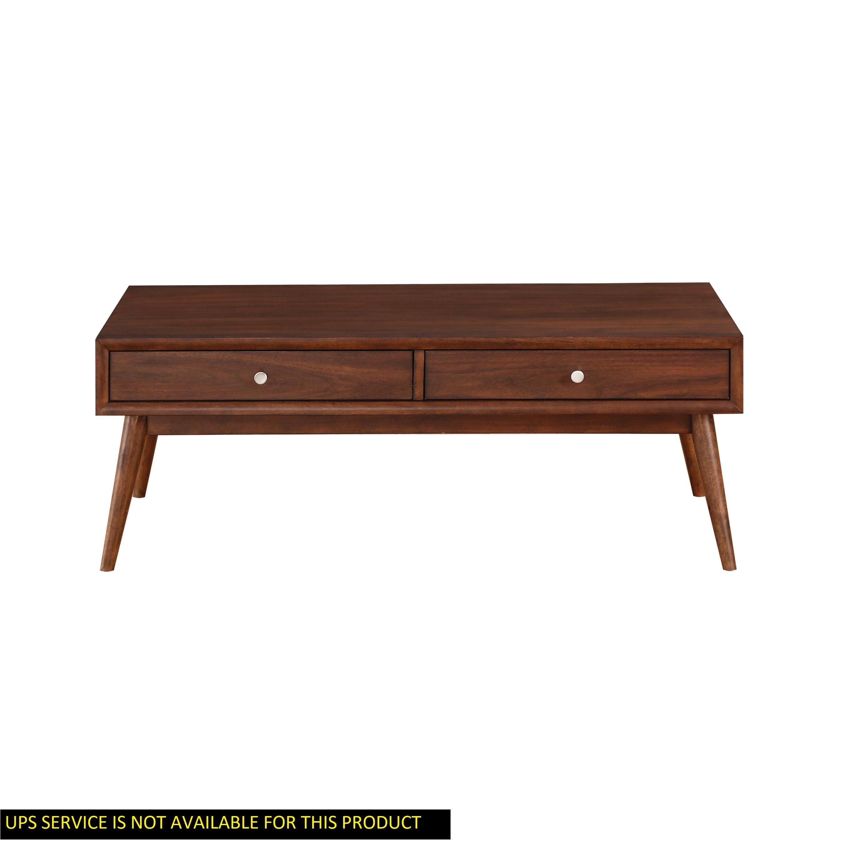 Walnut Brown 48" Wood Coffee Table with Storage Drawers