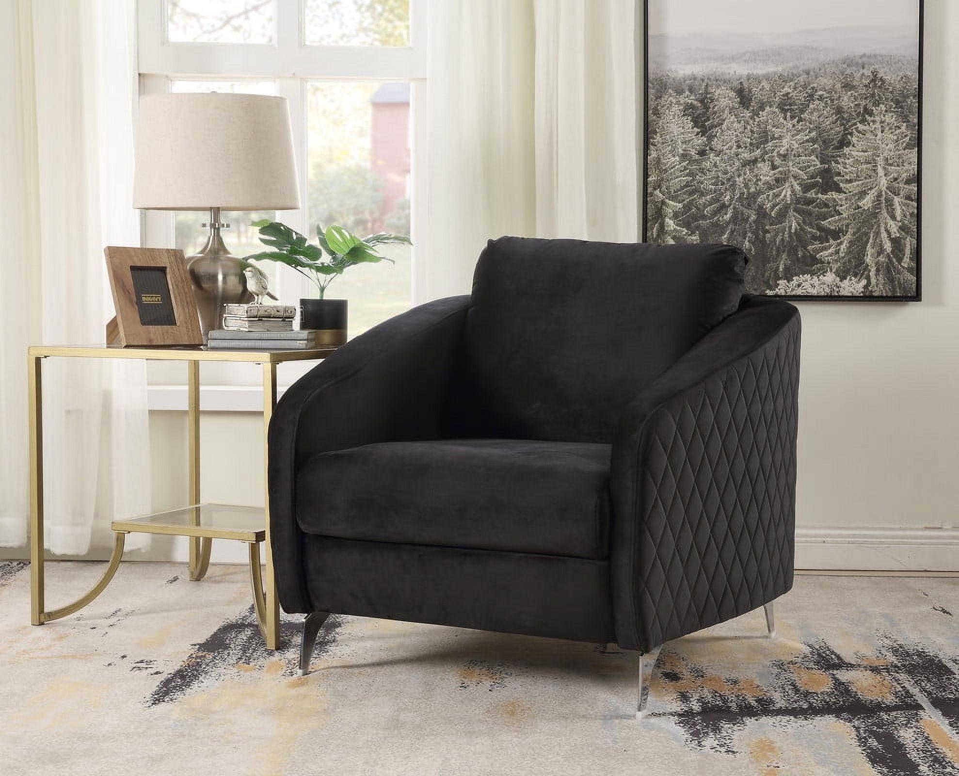 Lilola Sofia Black Velvet Fabric Elegant Modern Chic Accent Arm Chair
