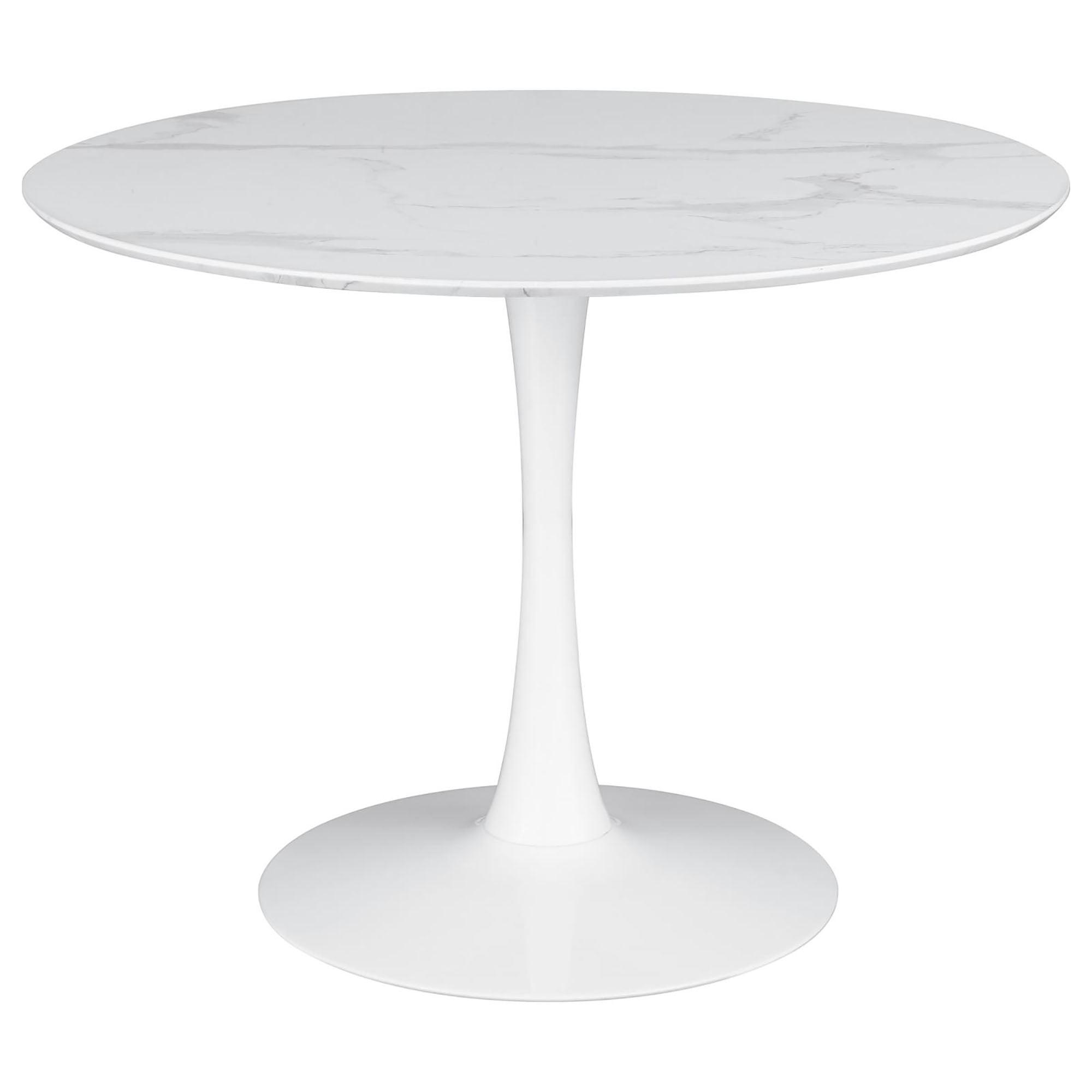 Retro Tulip White Marble Round 40" Dining Table