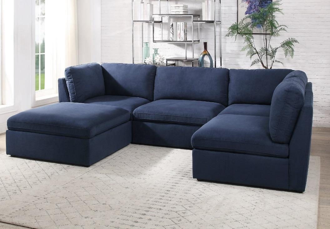 Crosby Modular - Armless Chair in Blue Fabric