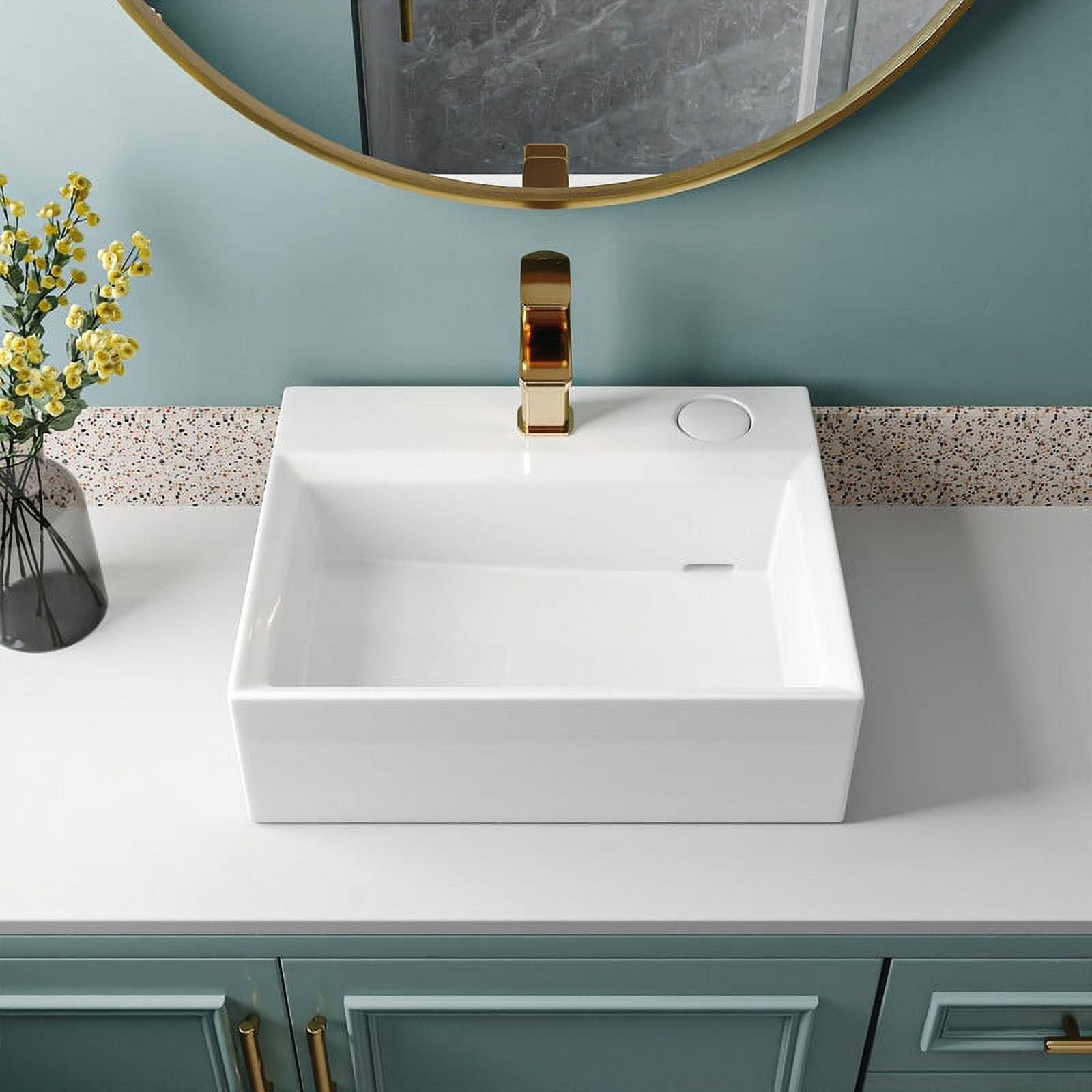 20.5'' White Ceramic Rectangular Vessel Bathroom Sink