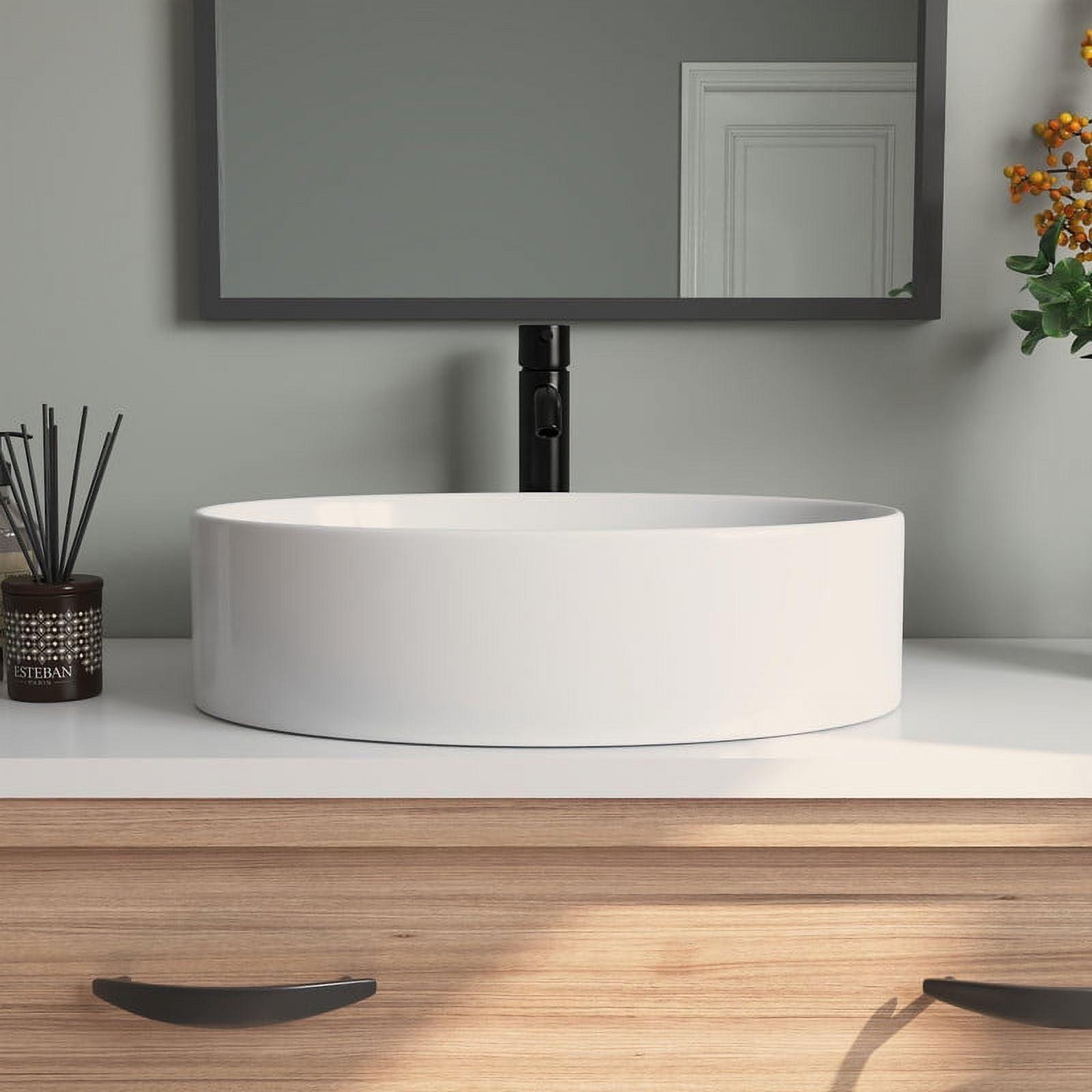 White Ceramic Oval Vessel Bathroom Sink, 19.7"