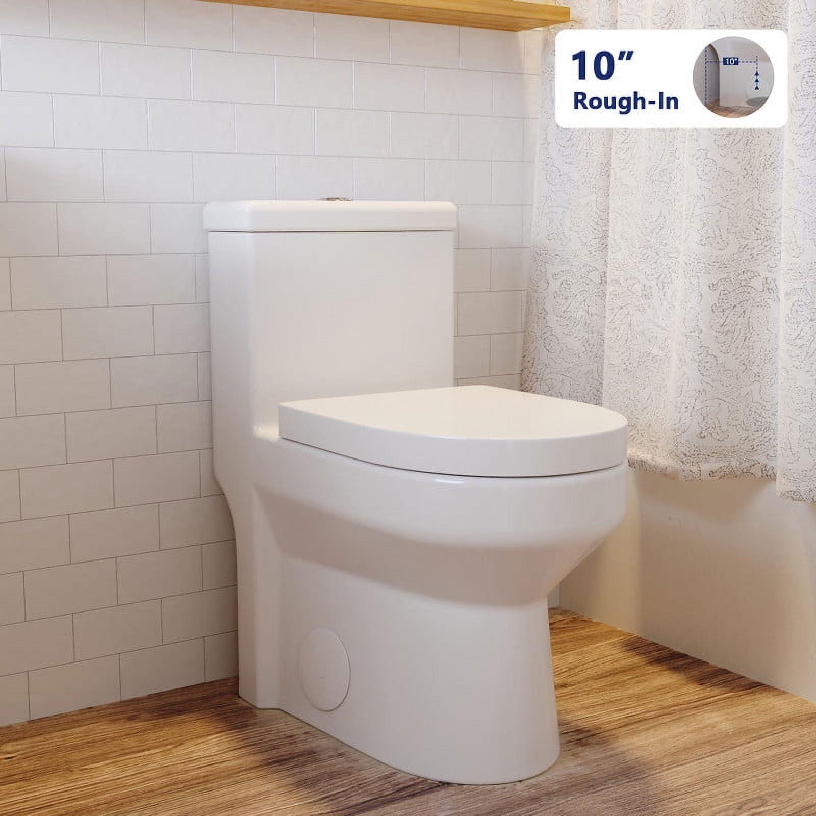 Compact White Ceramic Dual Flush Round Toilet with Seat