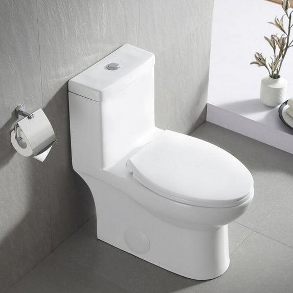 DeerValley Ally Dual-Flush Elongated One-Piece Toilet with Glazed Surface Modern Toilet with Comfort Seat Height  (Seat Included) DV-1F52816