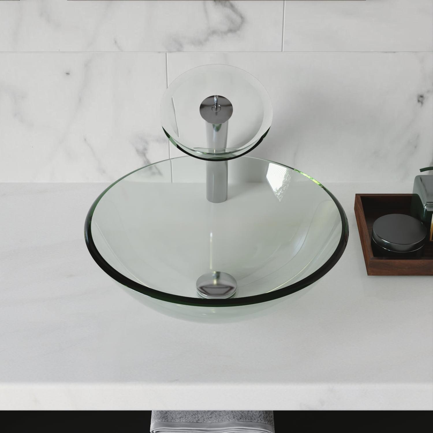 DeerValley Symmetry 16.5'' Circular Glass Vessel Bathroom Sink