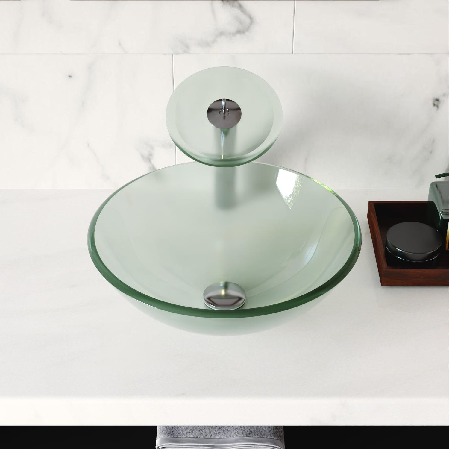 DeerValley Symmetry 16.5'' Circular Glass Vessel Bathroom Sink