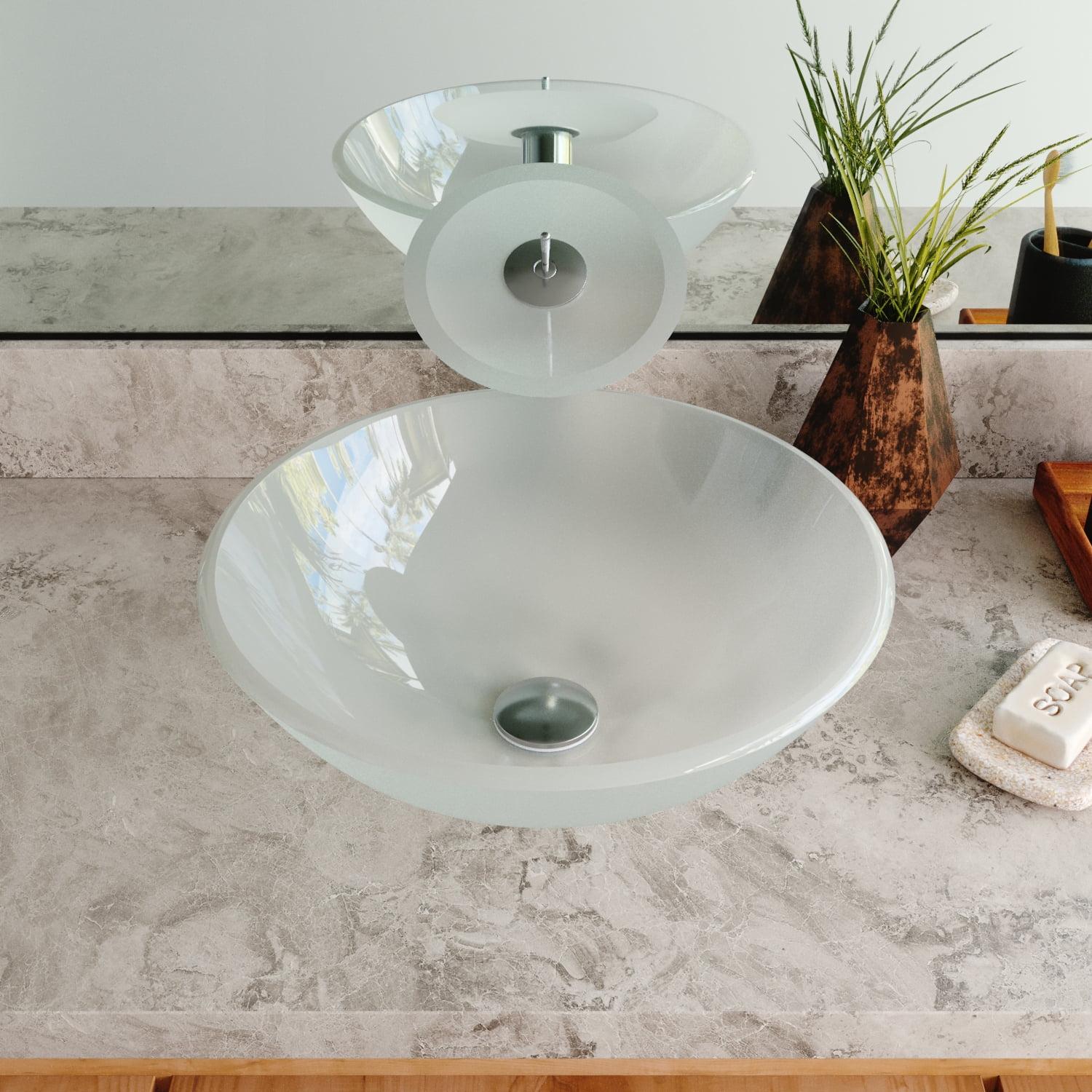 DeerValley Symmetry 16.5'' Circular Glass Vessel Bathroom Sink