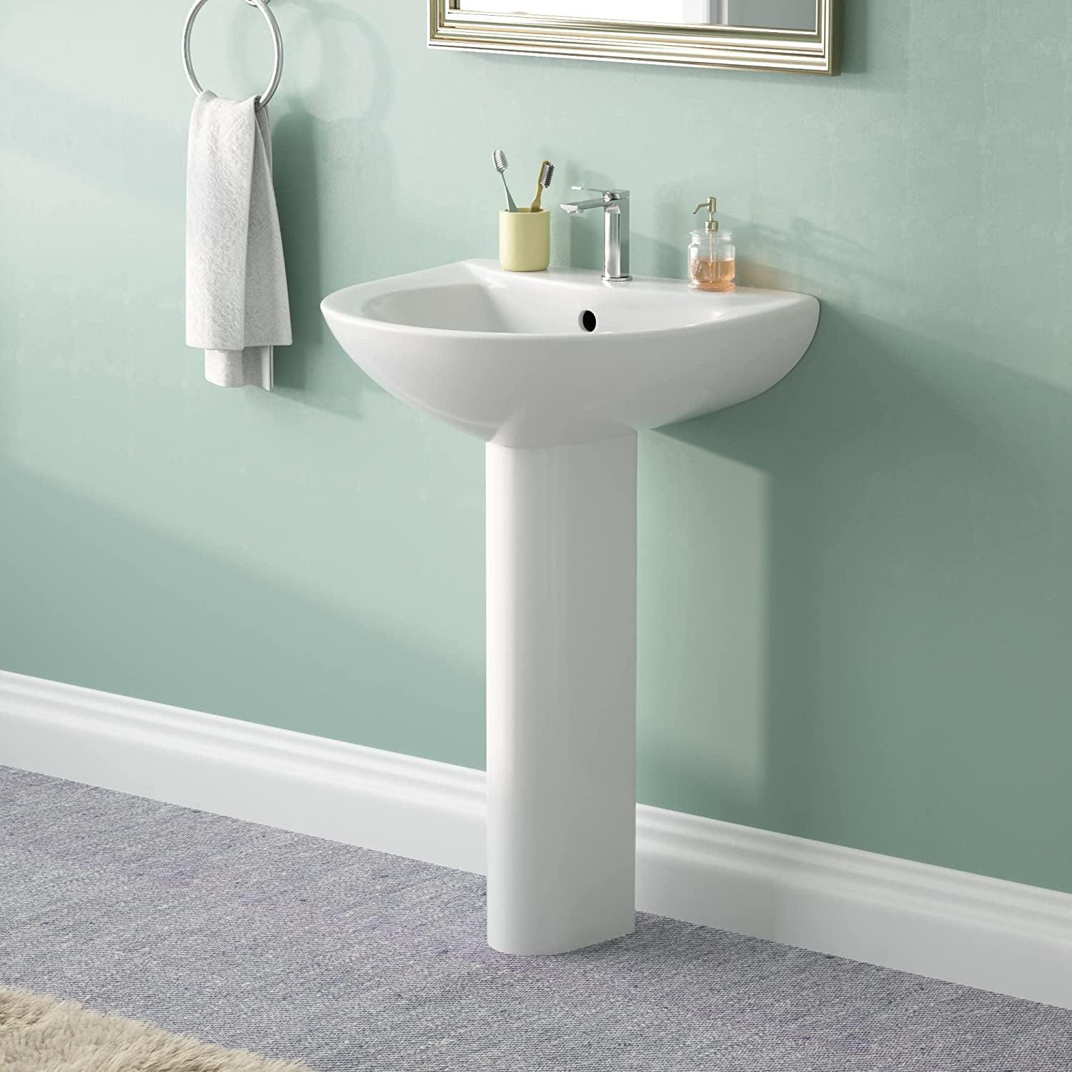 Liberty 31.5" Tall White U-Shaped Vitreous China Pedestal Bathroom Sink with Overflow