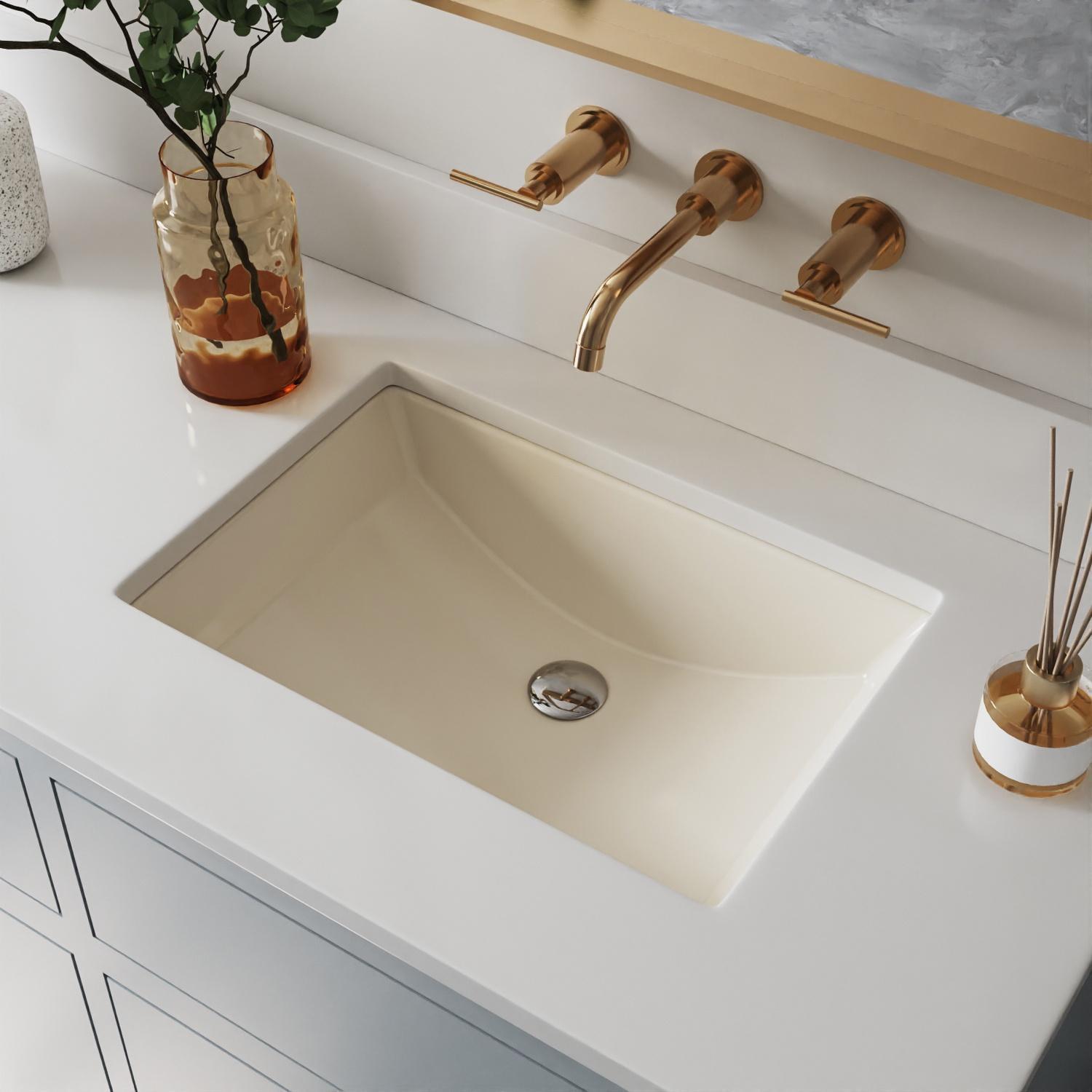 DeerValley Ally 21" x 15'' Undermount Bathroom Sink, Rectangular Bathroom Sink with Overflow