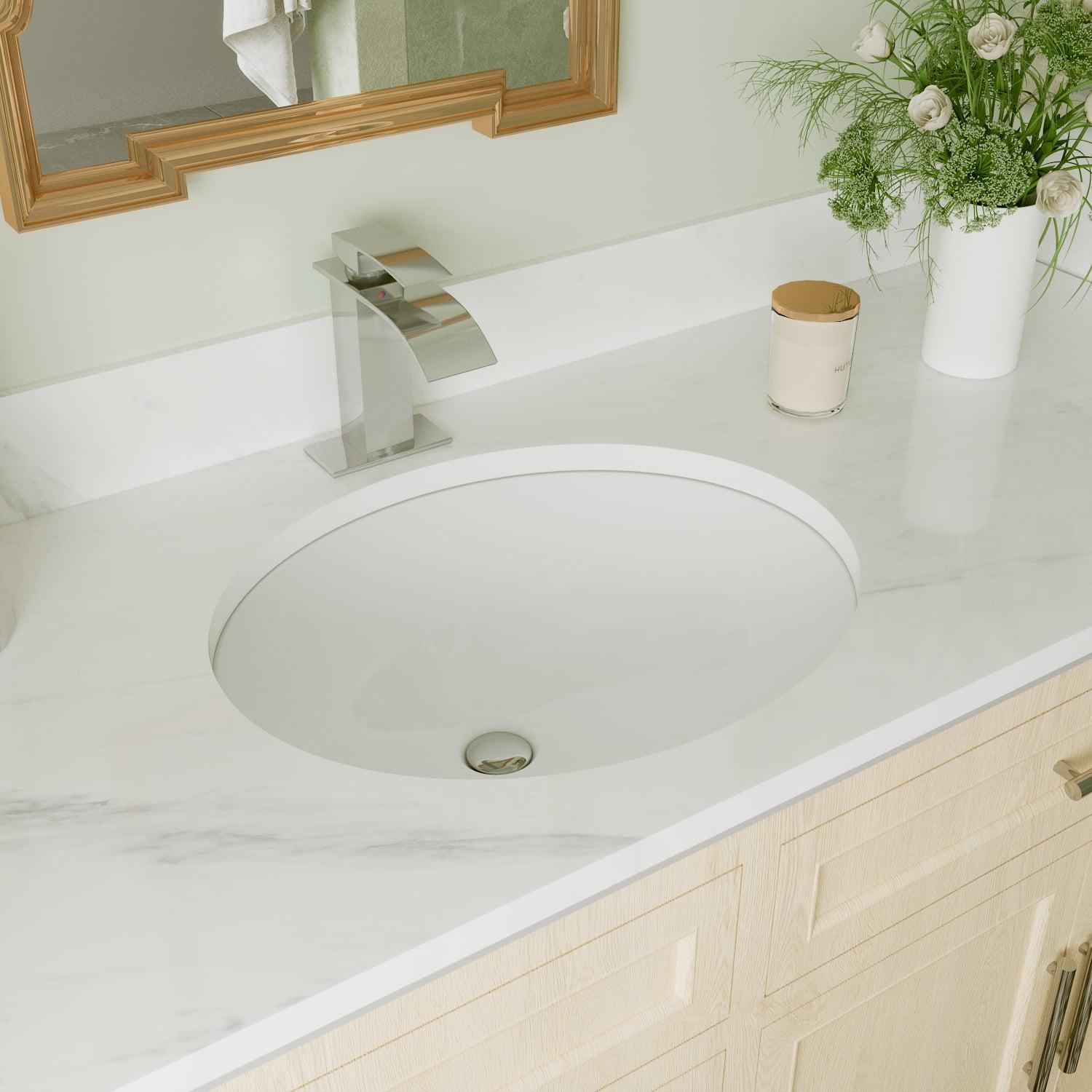 16.54" White Ceramic Oval Undermount Bathroom Sink