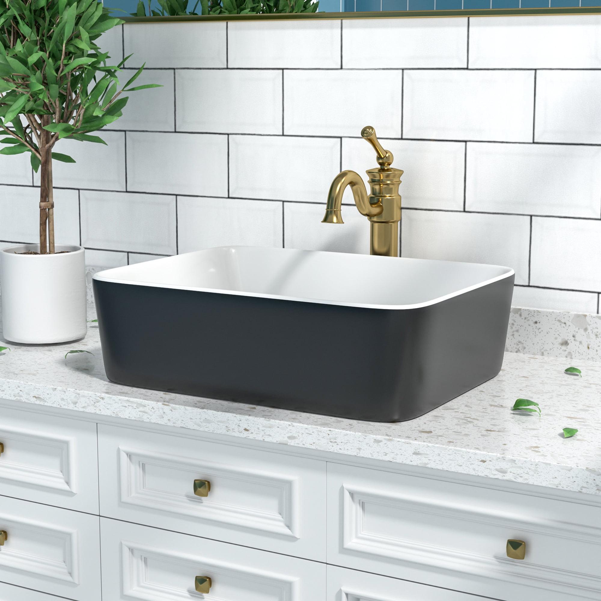 Elegant Dual-Tone 19" x 15" Rectangular Ceramic Vessel Bathroom Sink