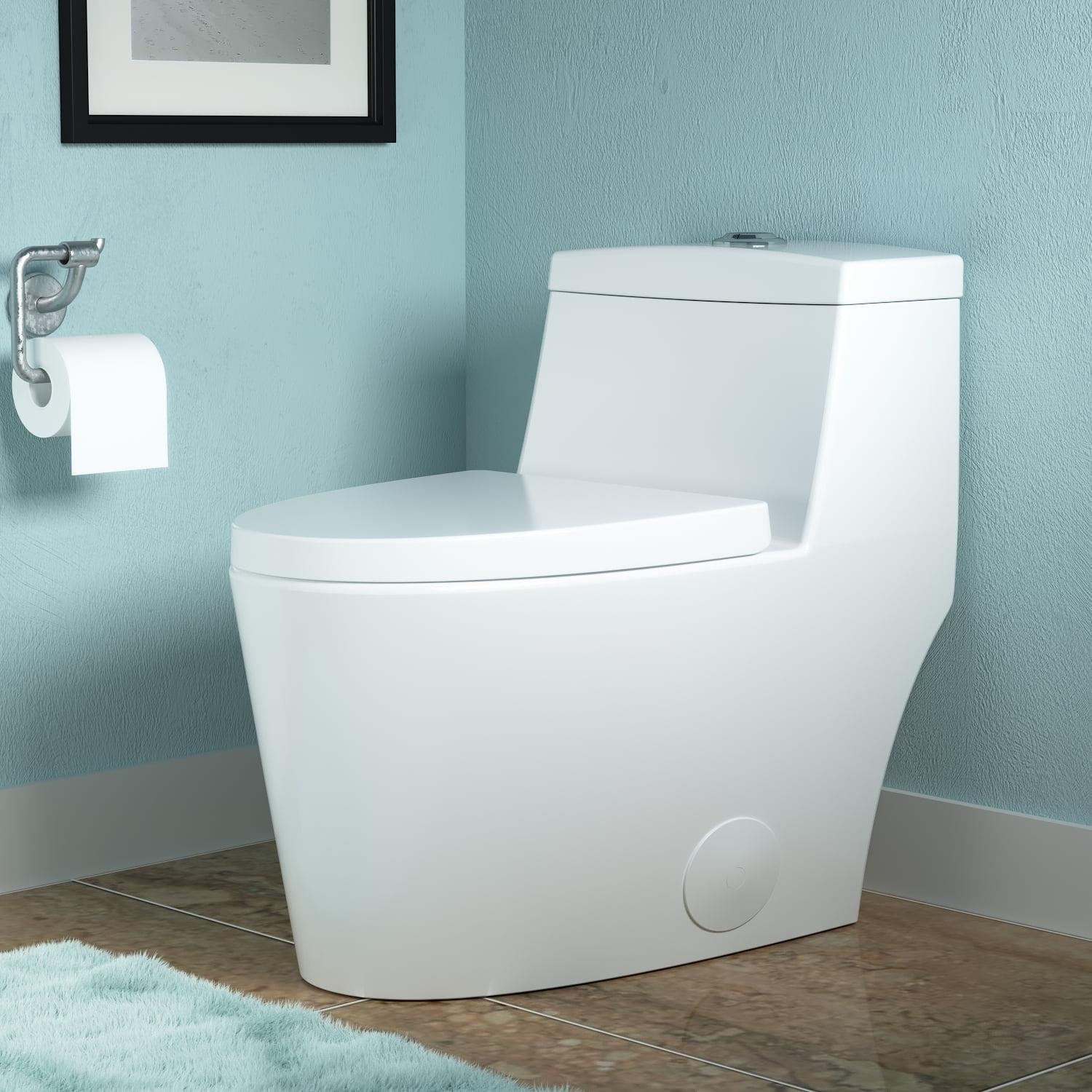 DeerValley Prism Dual-Flush Elongated One-Piece Toilet with Glazed Surface Lower Water Tank for Space Saving (Seat Included)