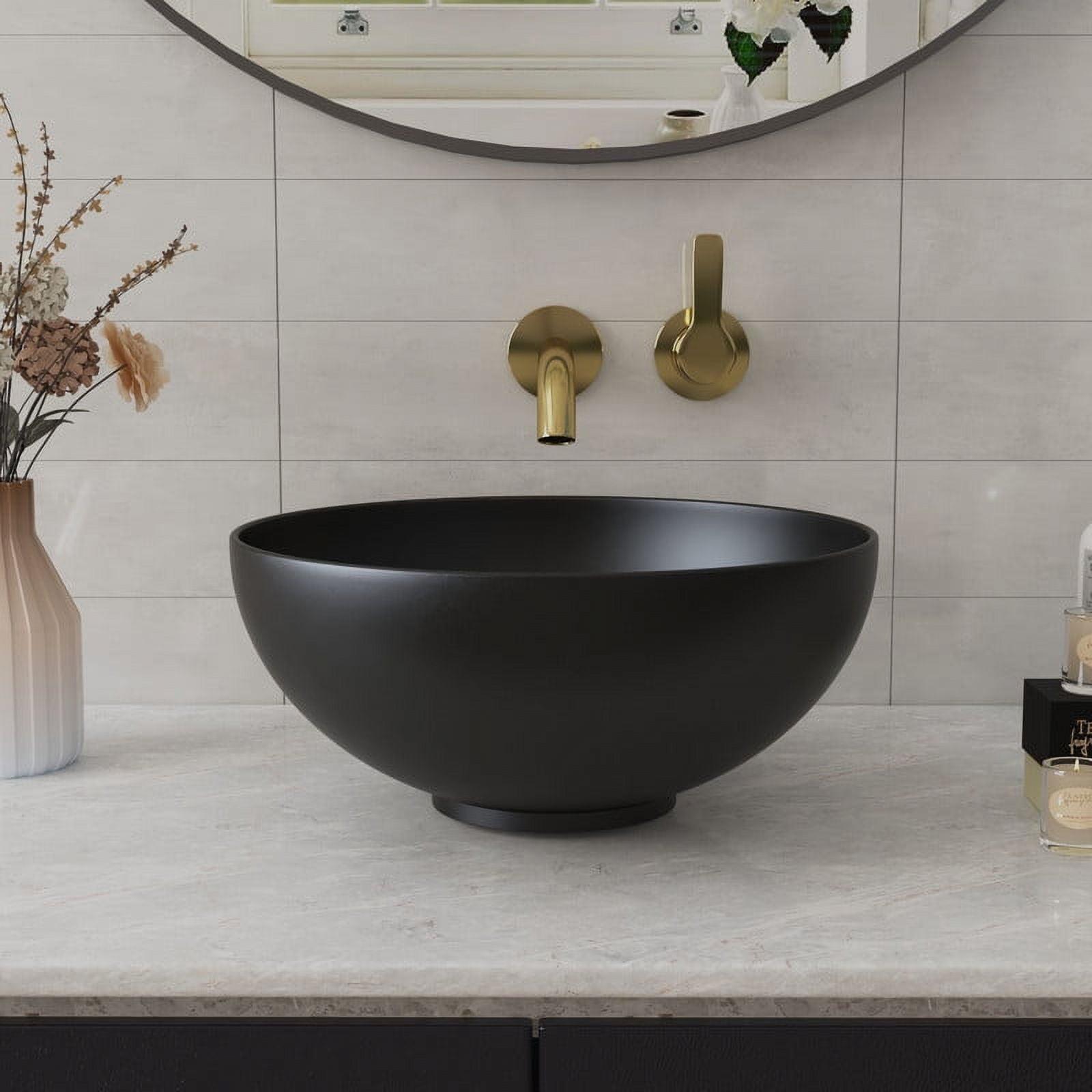 Matte Black Round Ceramic Above-Counter Vessel Sink