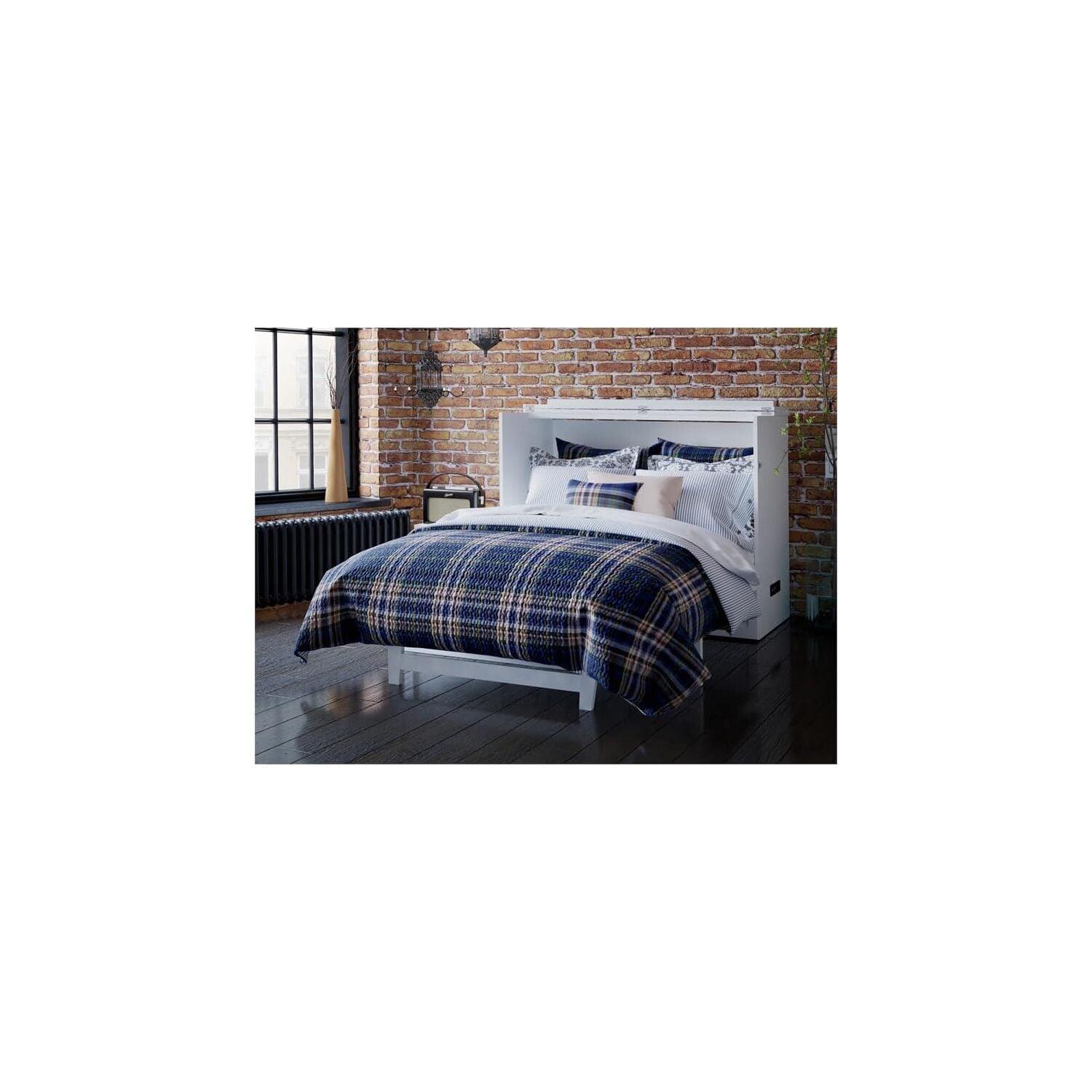 Full Deerfield Murphy Bed Chest USB Turbo Charger White - AFI