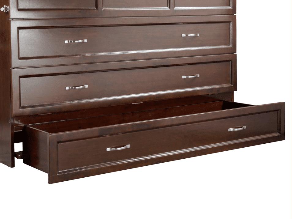 Queen Antique Walnut Murphy Bed Chest with Charging Station