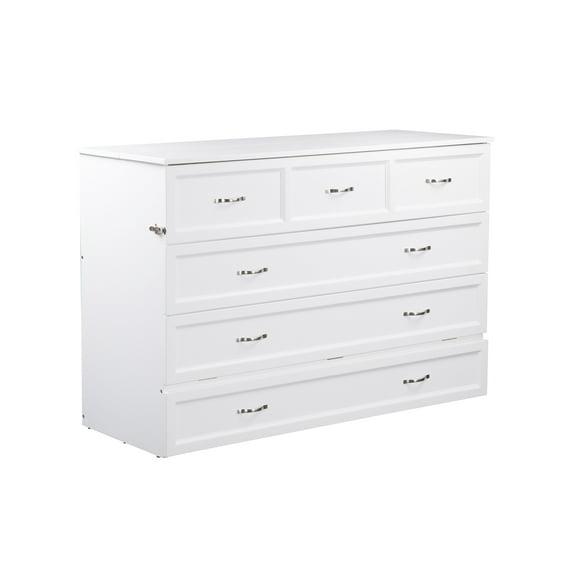 Queen Deerfield Murphy Bed Chest with Charging Station White - AFI: Space-Saving, Fold-Out Mattress, Elegant Design
