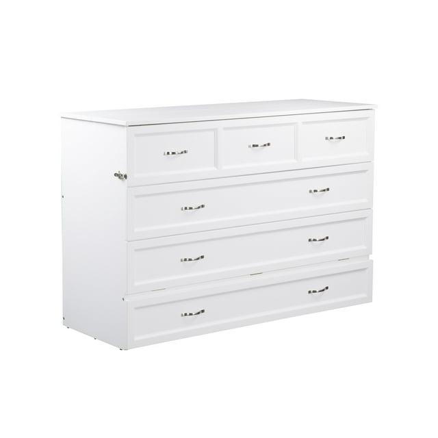 Queen Deerfield Murphy Bed Chest with Charging Station White - AFI: Space-Saving, Fold-Out Mattress, Elegant Design