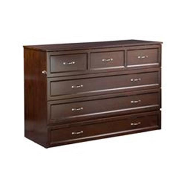 Queen Deerfield Murphy Bed Chest with Charging Station Walnut - AFI: Space-Saving Design, No Box Spring Needed