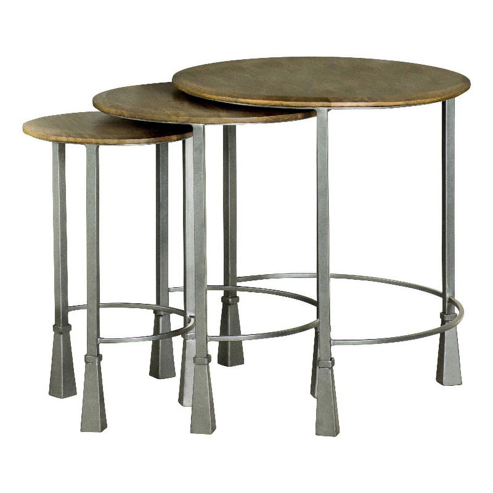 Coaster Deja 3-Piece Round Wood Top Nesting Table in Gunmetal/Natural