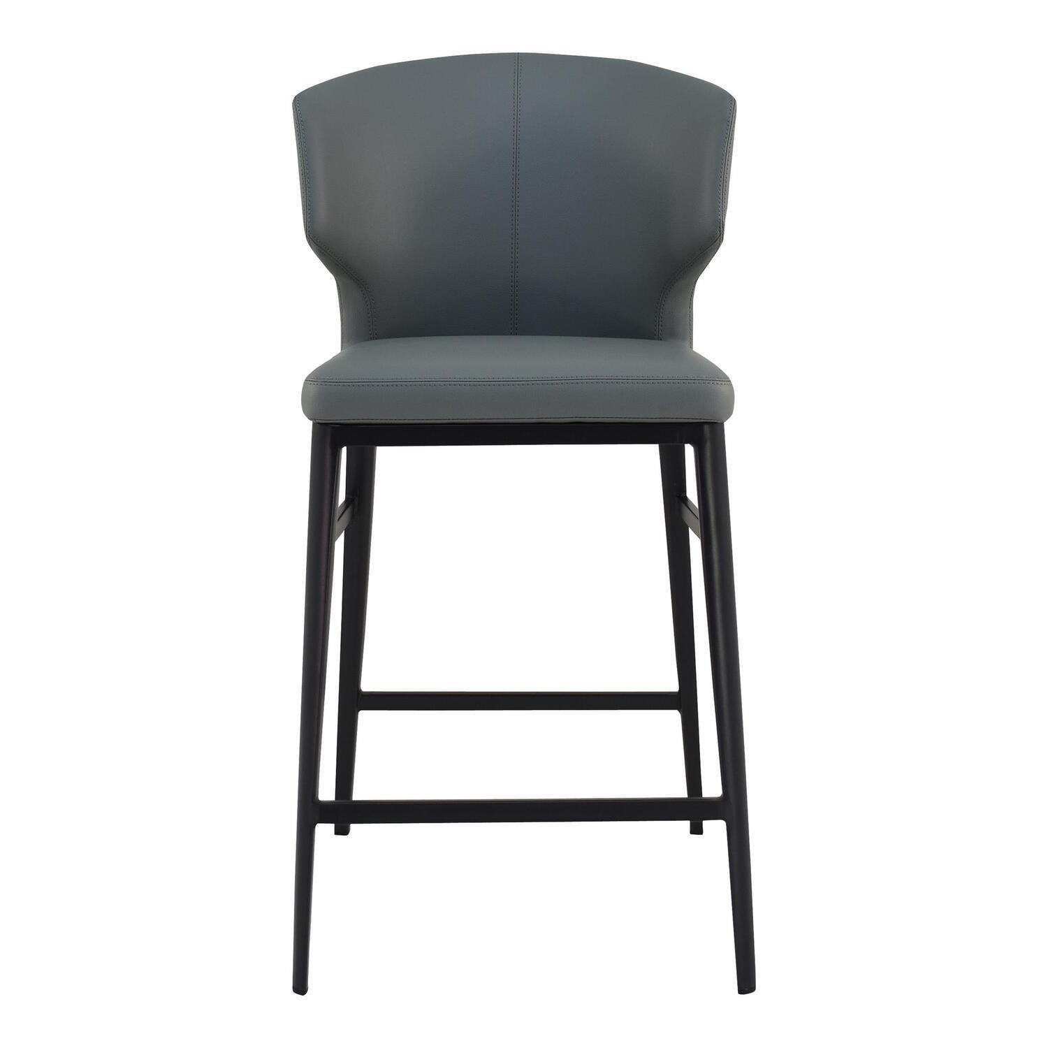 Delaney Gray Faux Leather and Steel Counter Stool