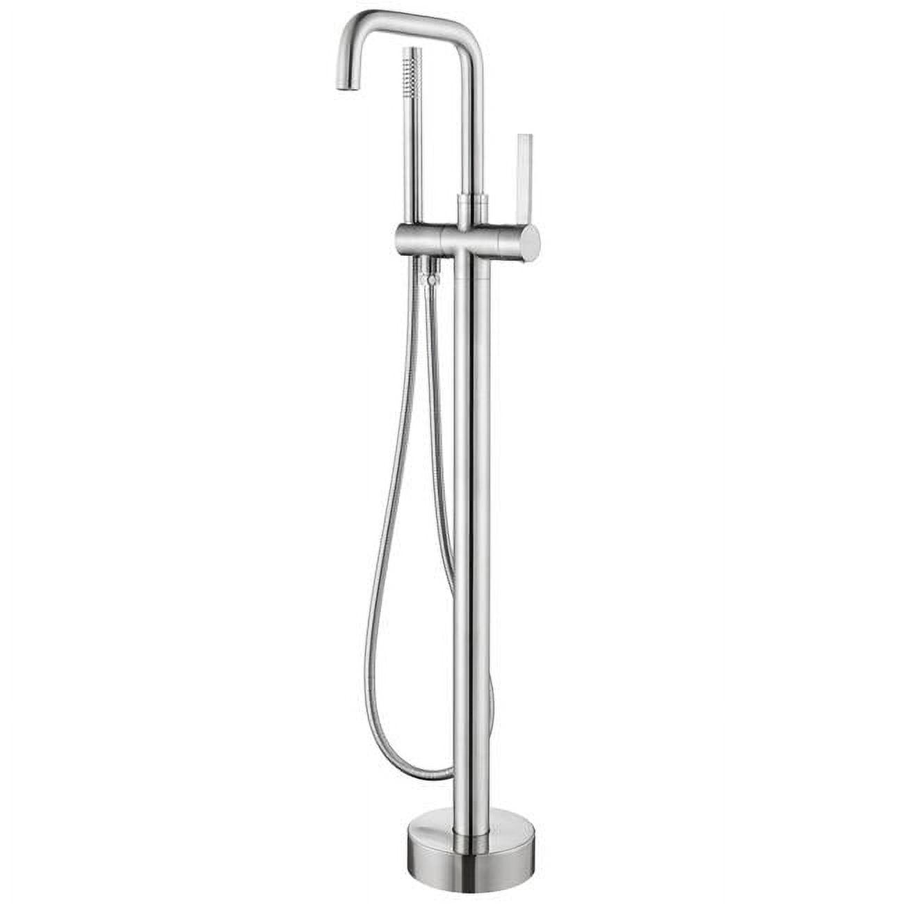 Nickel Freestanding Tub Faucet with Hand Shower