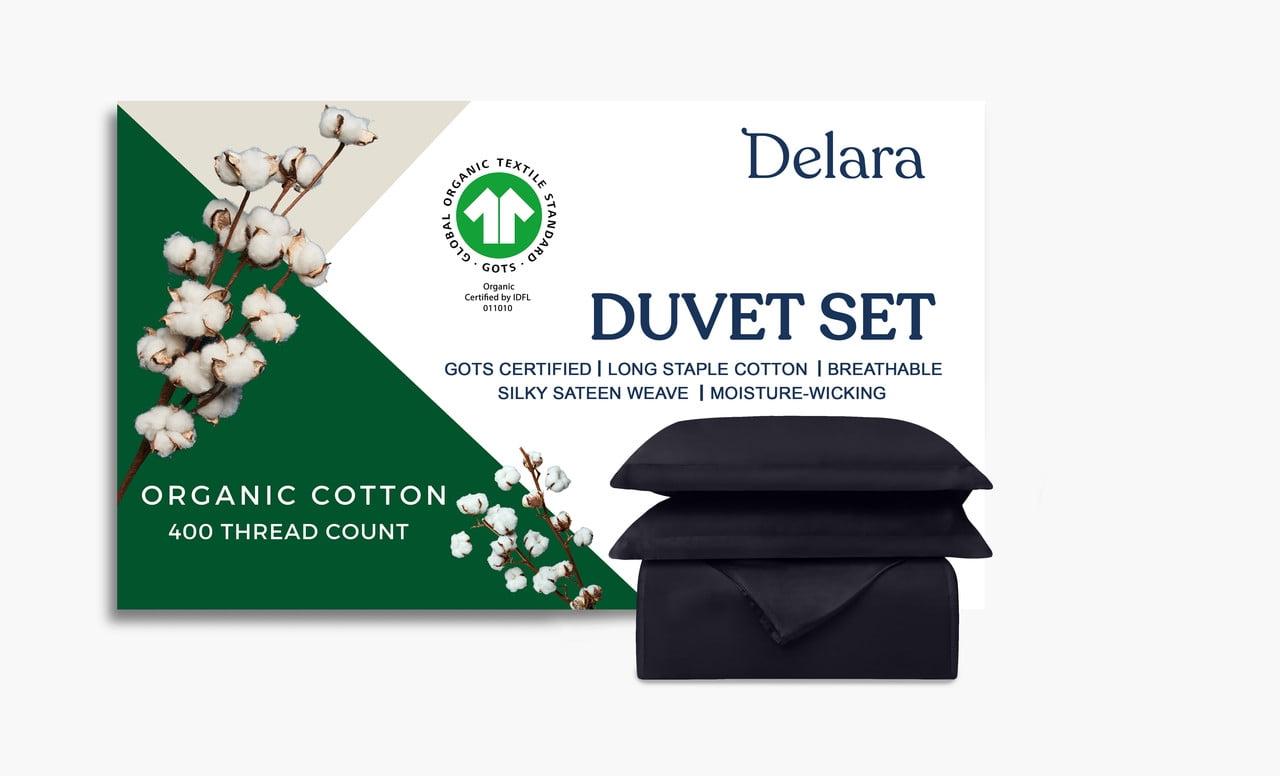 GOTS Certified 100% Organic Cotton Duvet Cover Set 400TC Long Staple Cotton