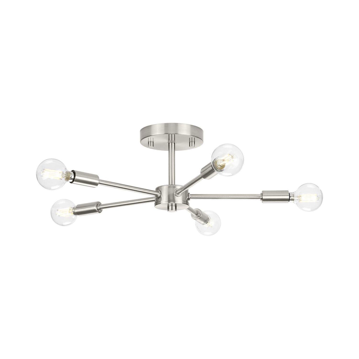 Progress Lighting, Delayne Collection, 5-Light Semi-Flush Mount, Brushed Nickel, No Shade