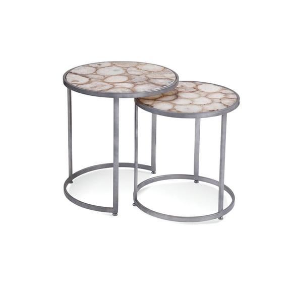 Delia Silver Metal and Agate Bunching Accent Table