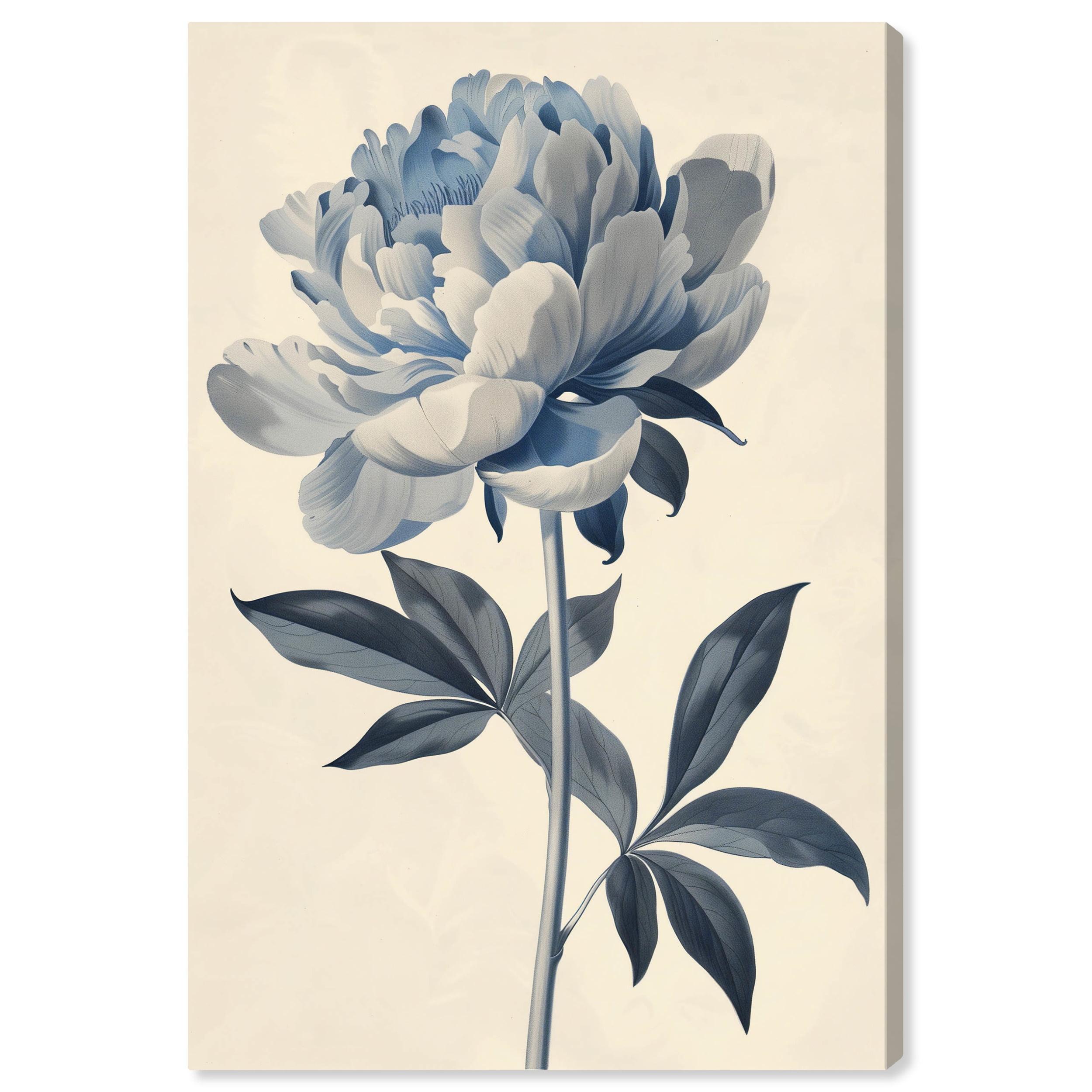 Art Remedy Delicate Blue Flower Minimalistic Floral Wall Art by Art Remedy