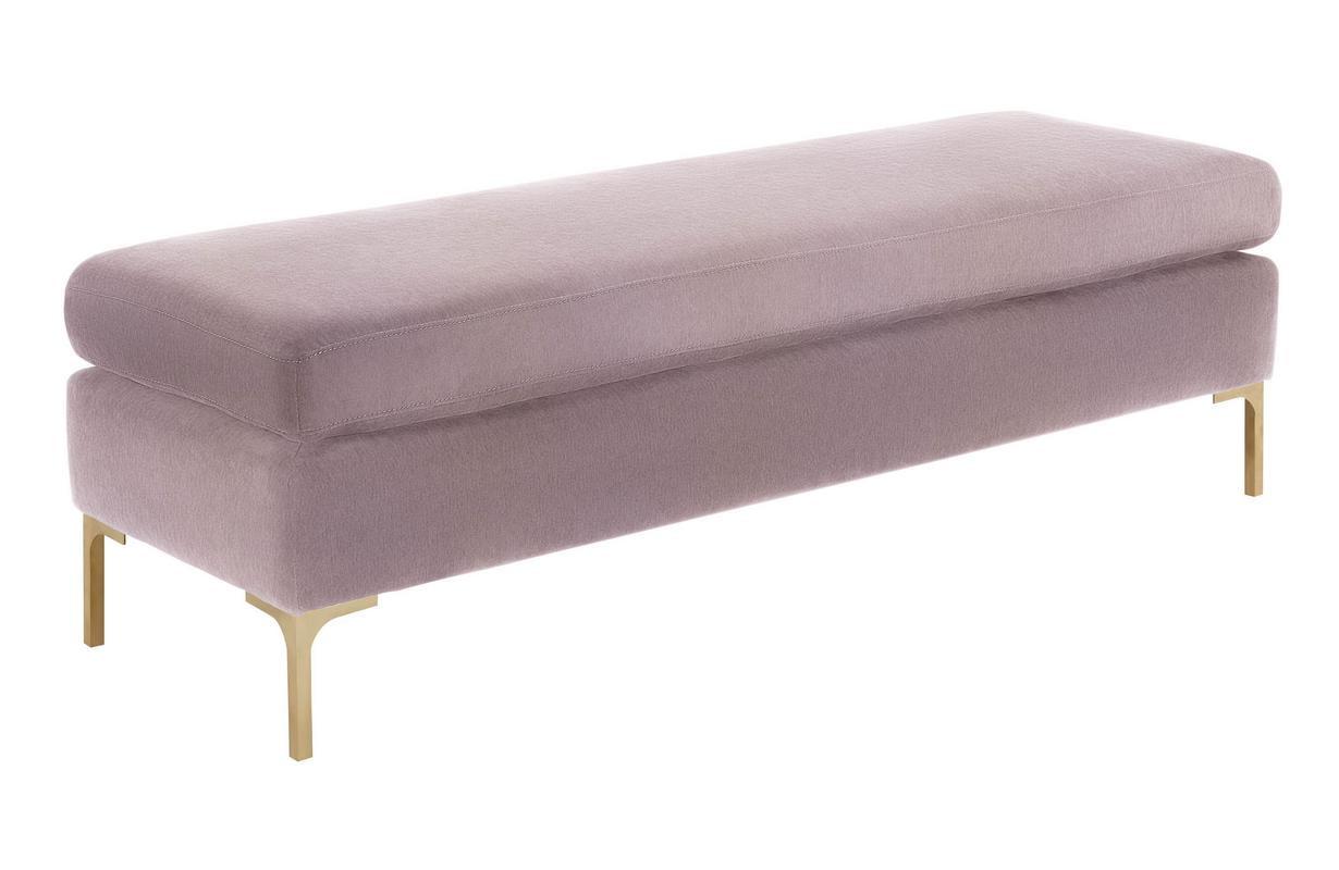 Delilah Blush Textured Velvet 55'' Modern Bench with Gold Legs