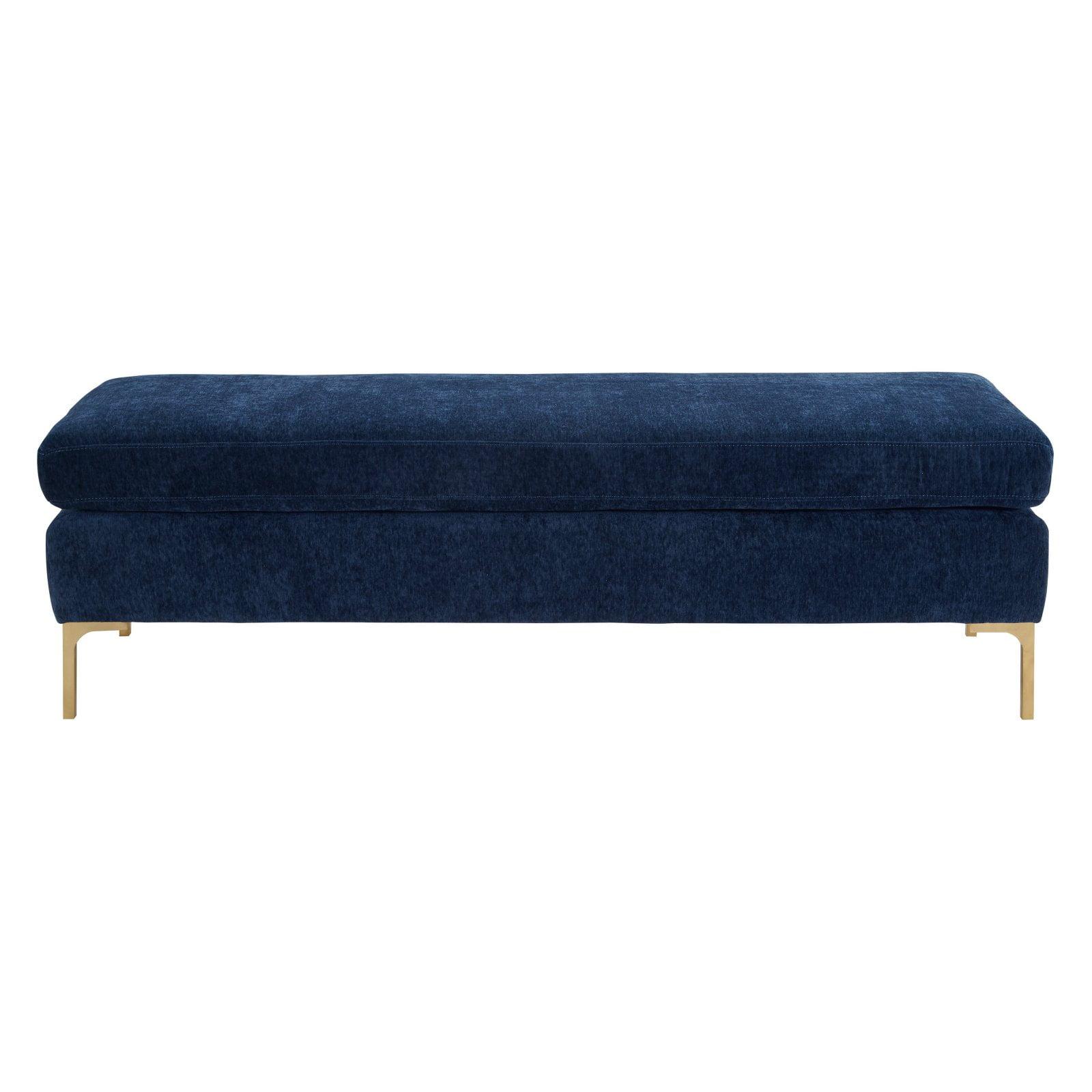 Delilah Navy Velvet Bench with Gold Glamorous Legs 55"