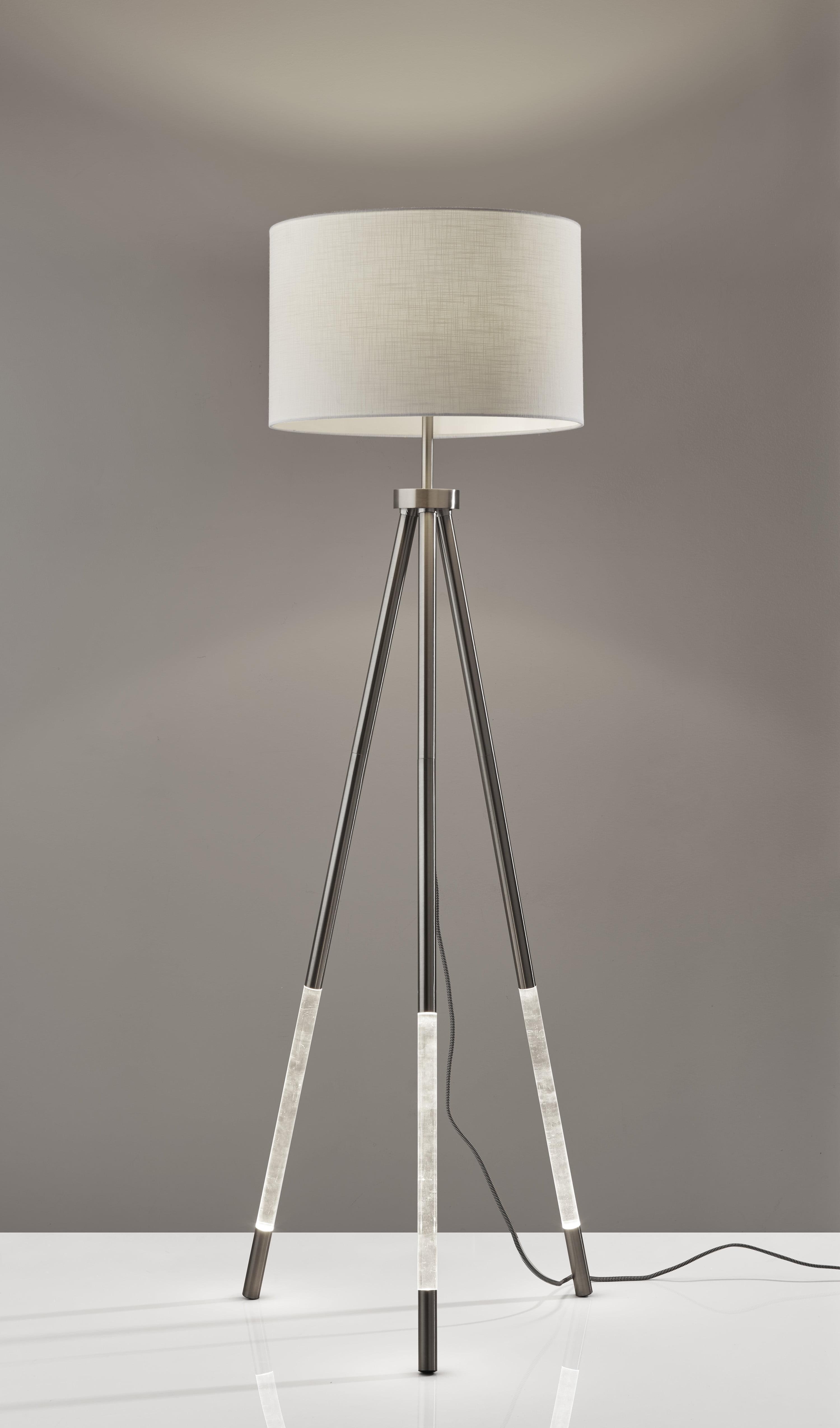 White Tripod Floor Lamp with LED Nightlight