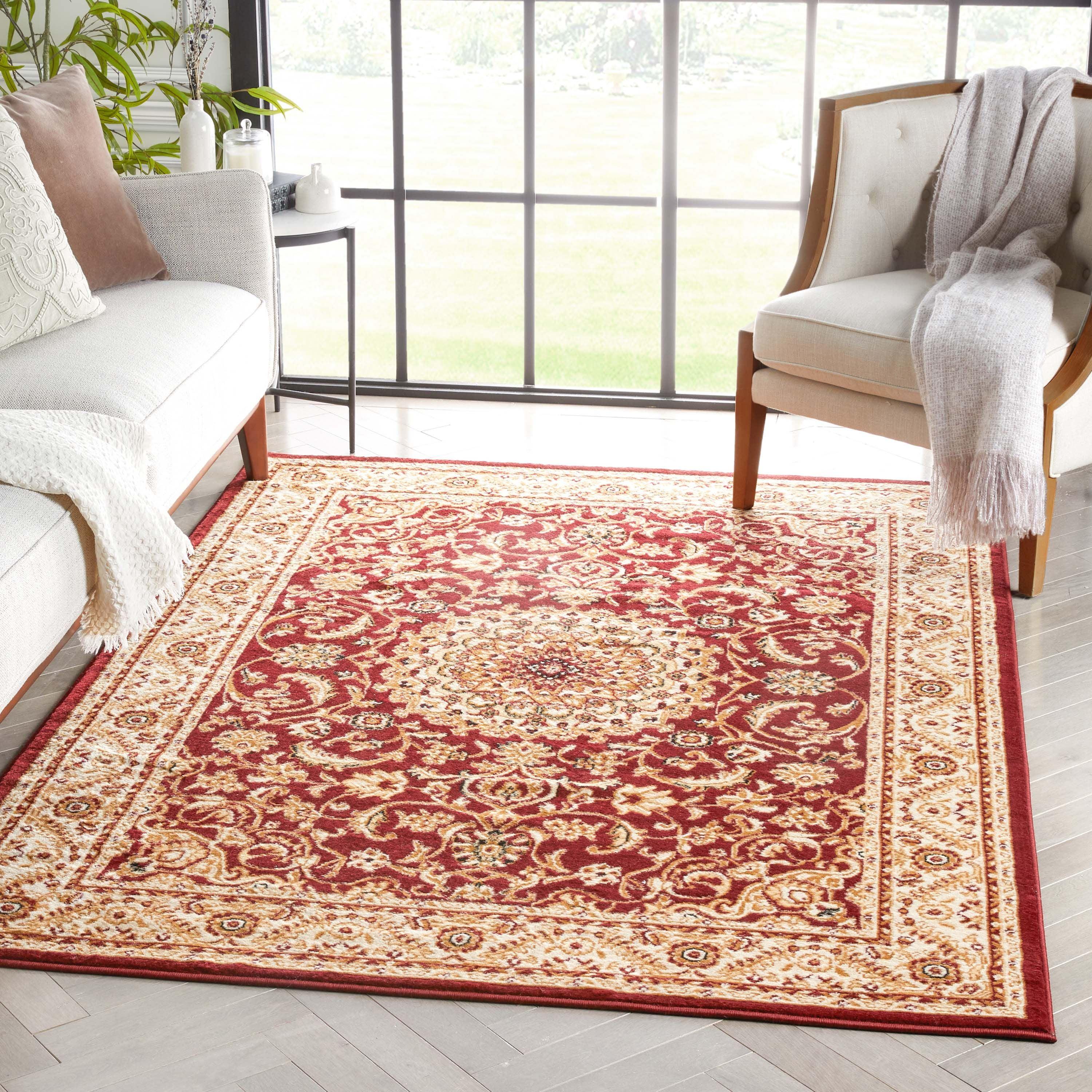 Dulcet Red 5' x 7' Traditional Synthetic Area Rug