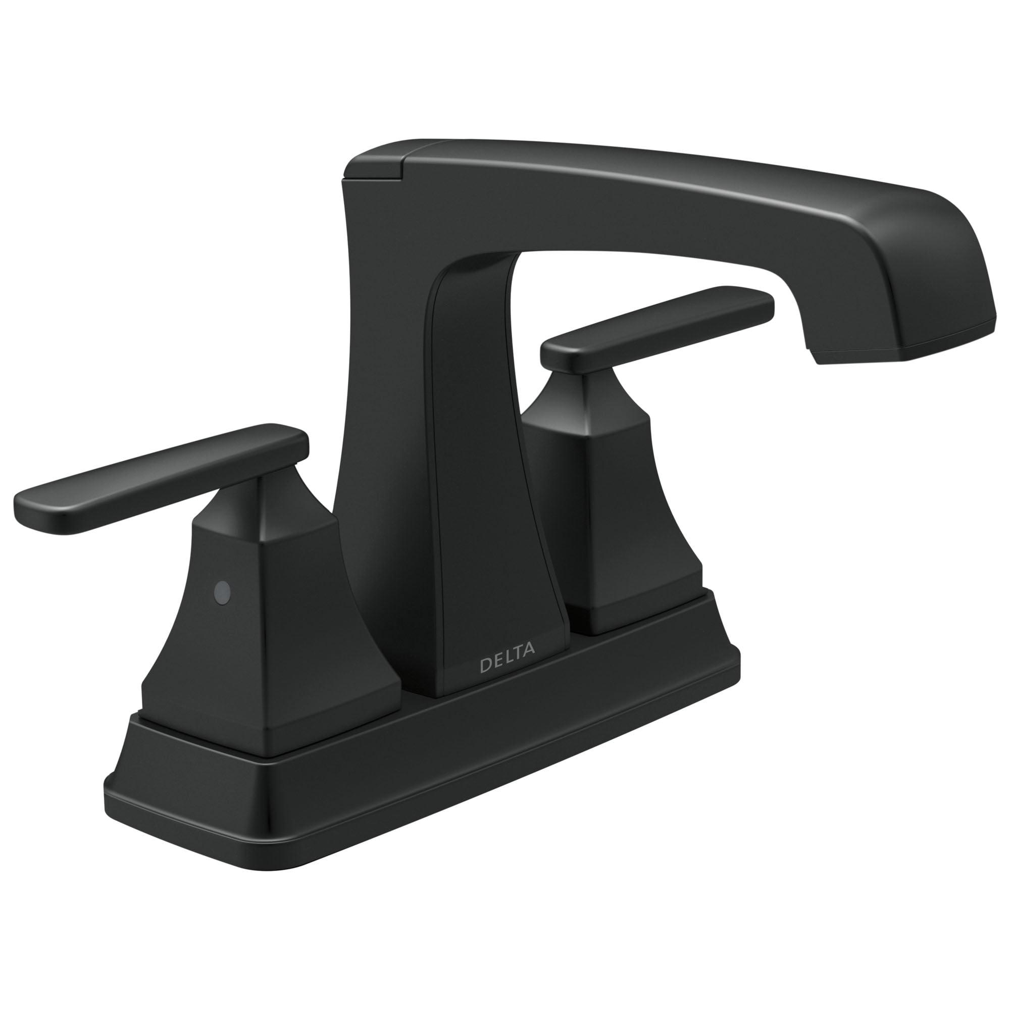 Matte Black Dual Handle Bathroom Faucet with Drain Assembly