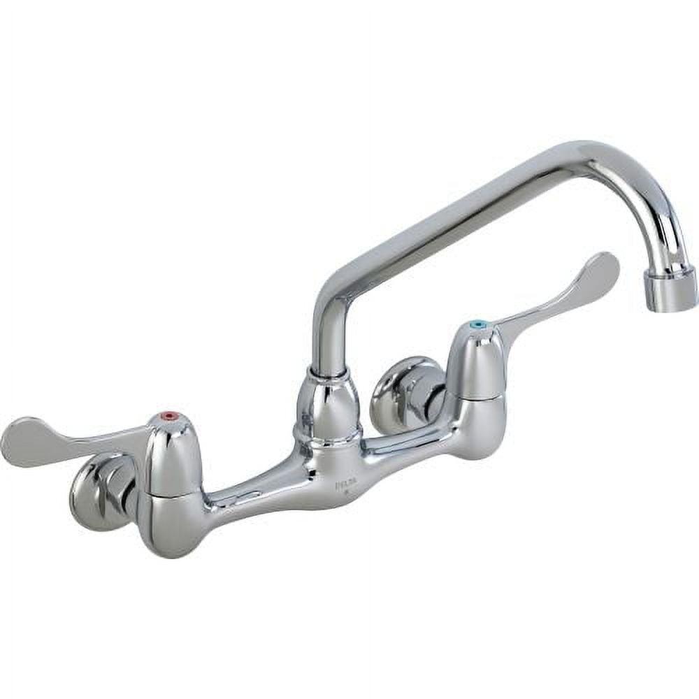 Chrome Double Handle Wall Mount Kitchen Faucet with Swing Spout