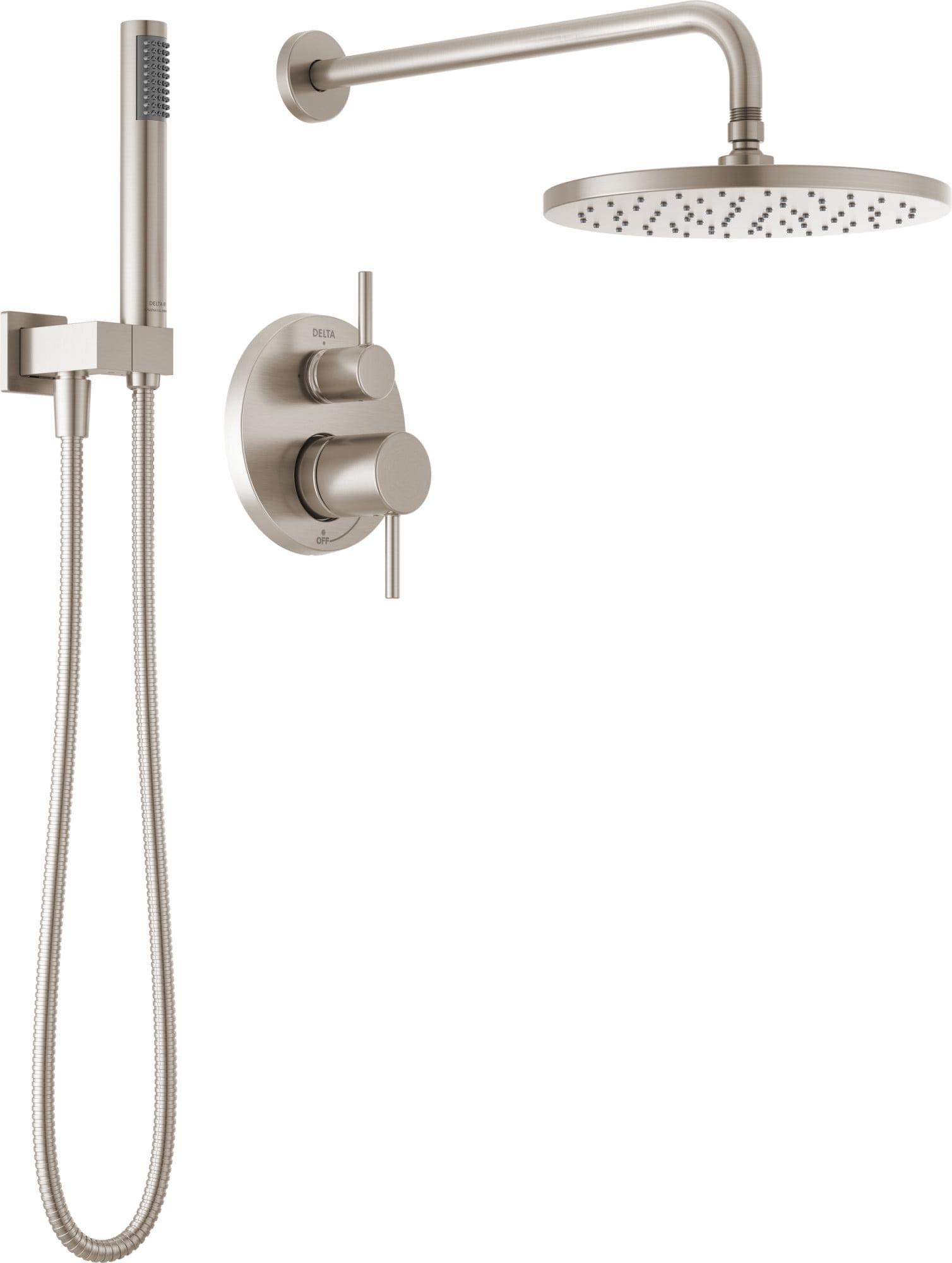 Spotshield Brushed Nickel Rain Shower System with Handheld Spray