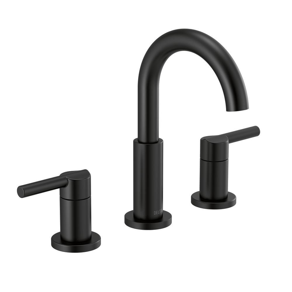 Delta Nicoli Matte Black 3-Hole Widespread Bathroom Faucet with Drain