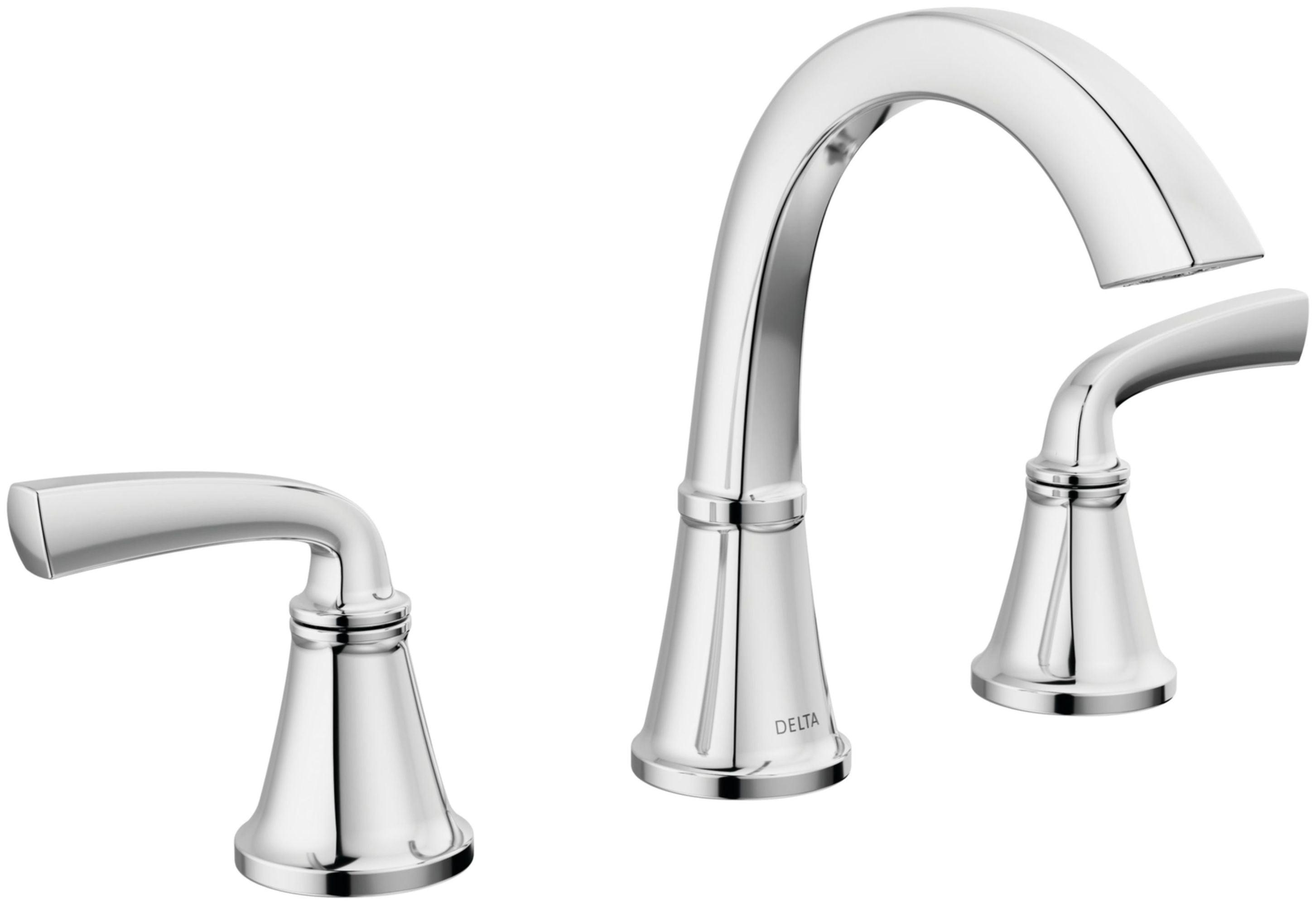 Delta Geist Modern Chrome Widespread Bathroom Faucet with Drain Assembly